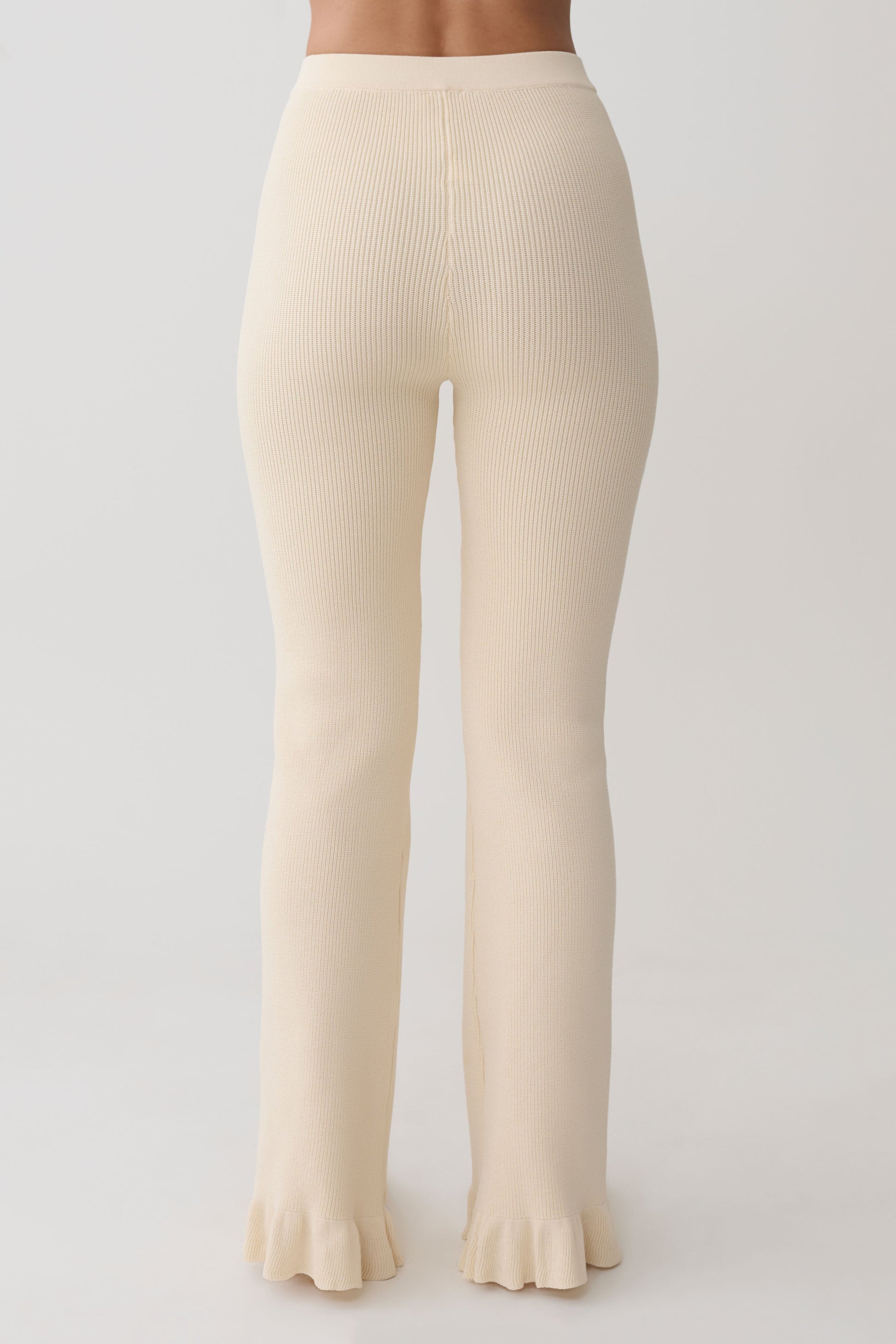 Suzie Ribbed Flared Pants - Ivory #5
