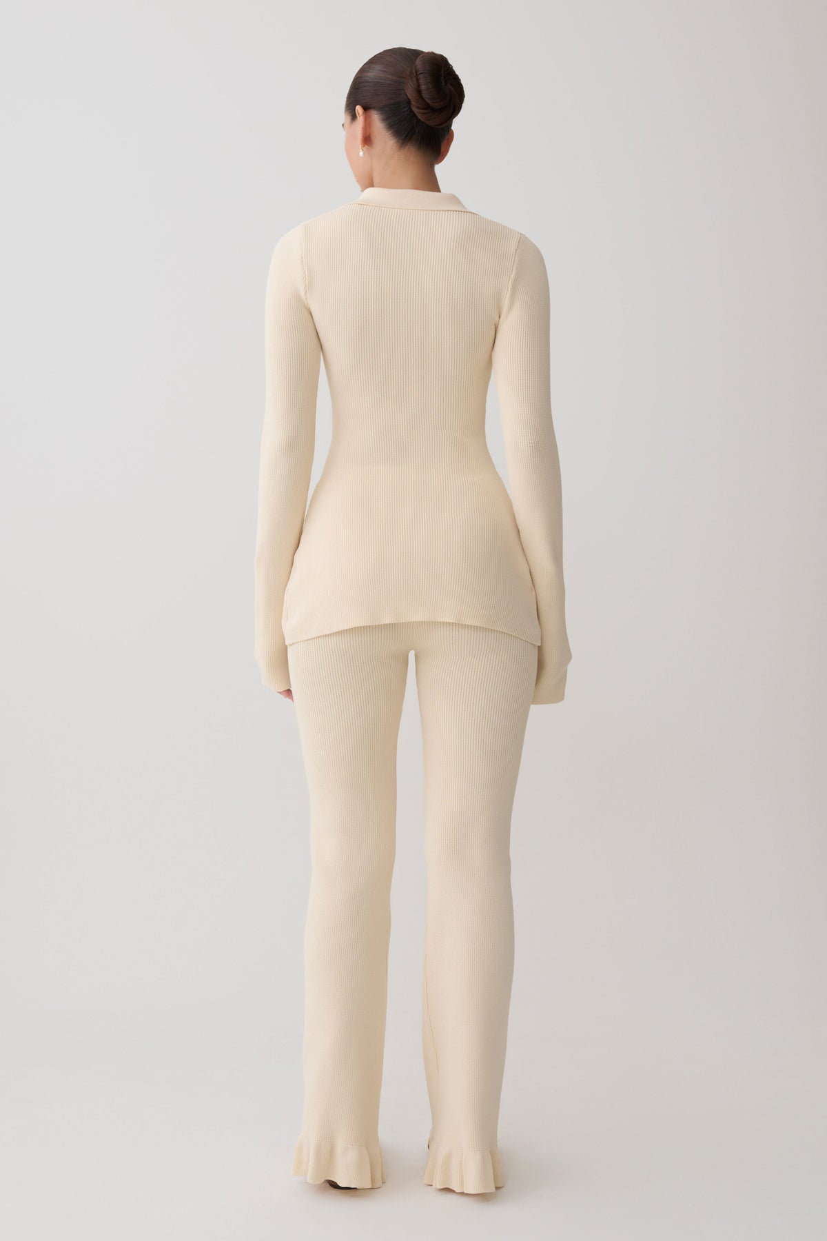 Suzie Ribbed Flared Pants - Ivory