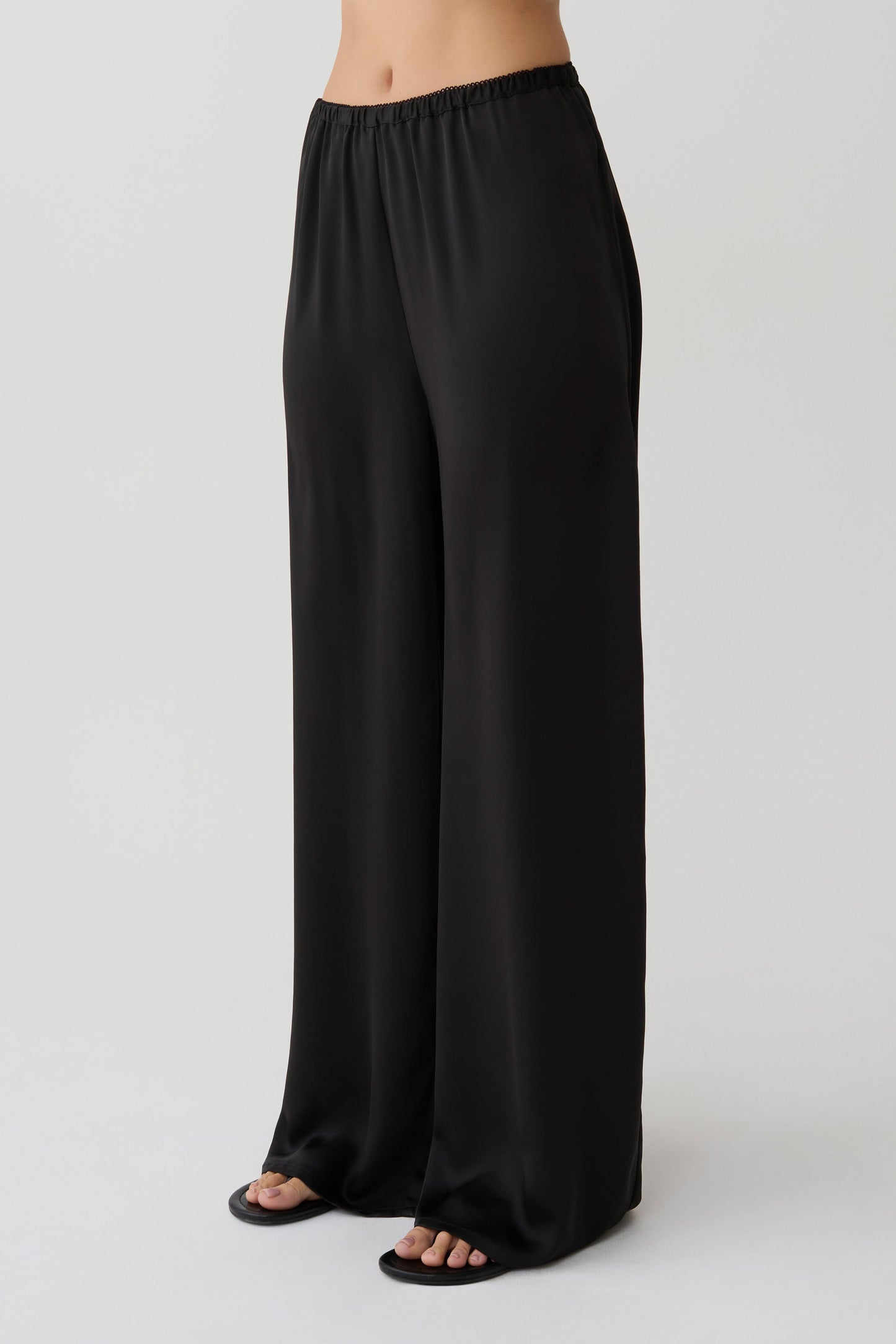Alysa Satin Straight Pants - Black