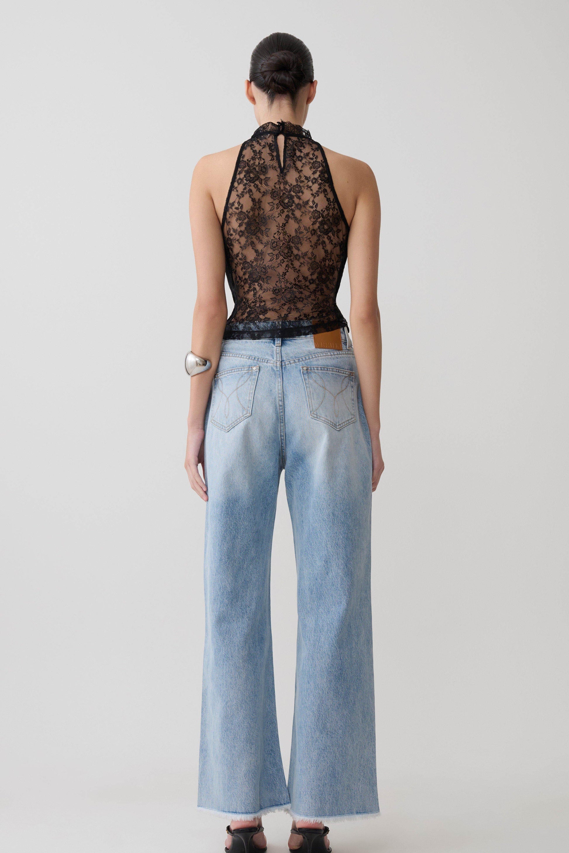 Arra Chiffon & Lace Halter Top - Black #7