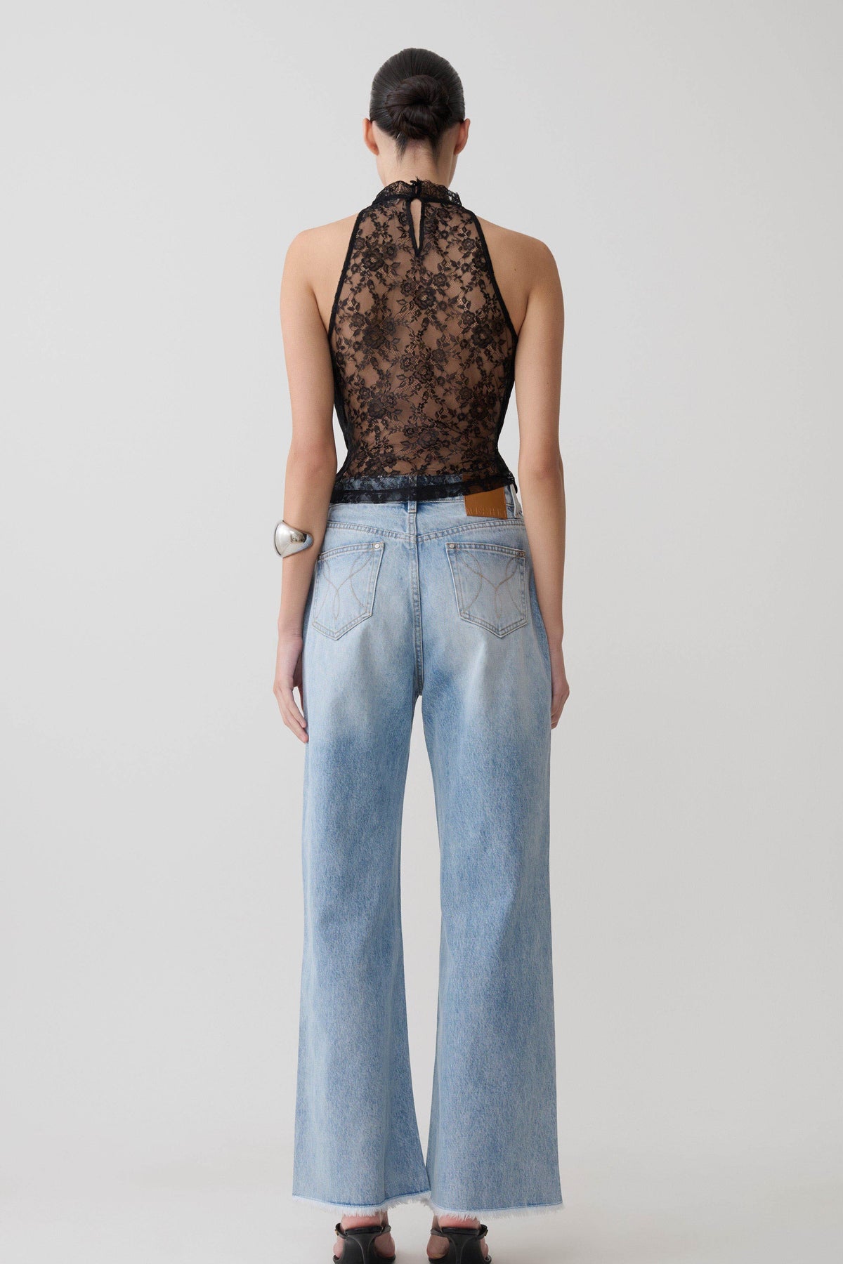 Arra Chiffon & Lace Halter Top - Black #7