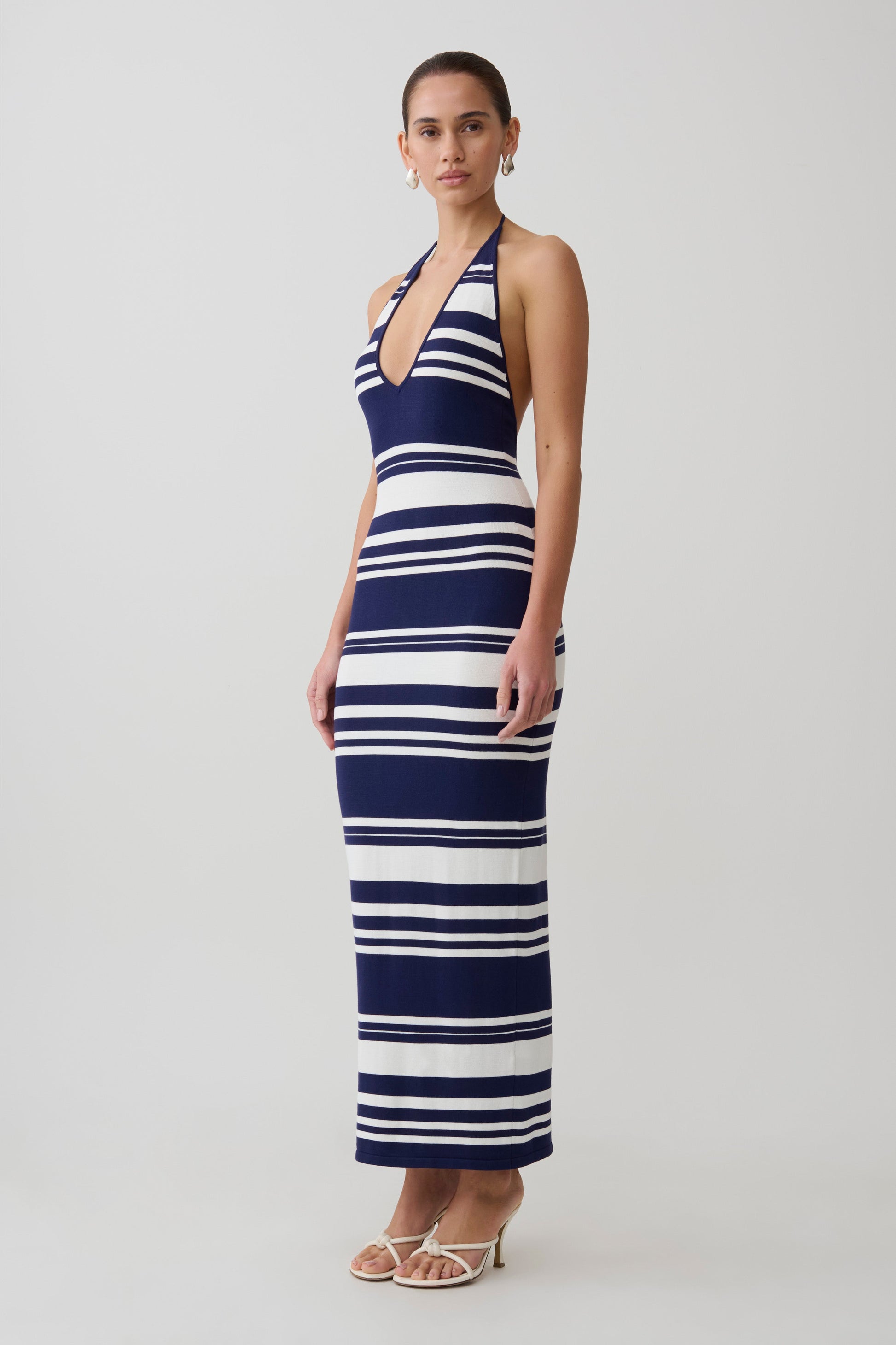 Brienne Stripe Midi Dress - Navy/Ivory #4