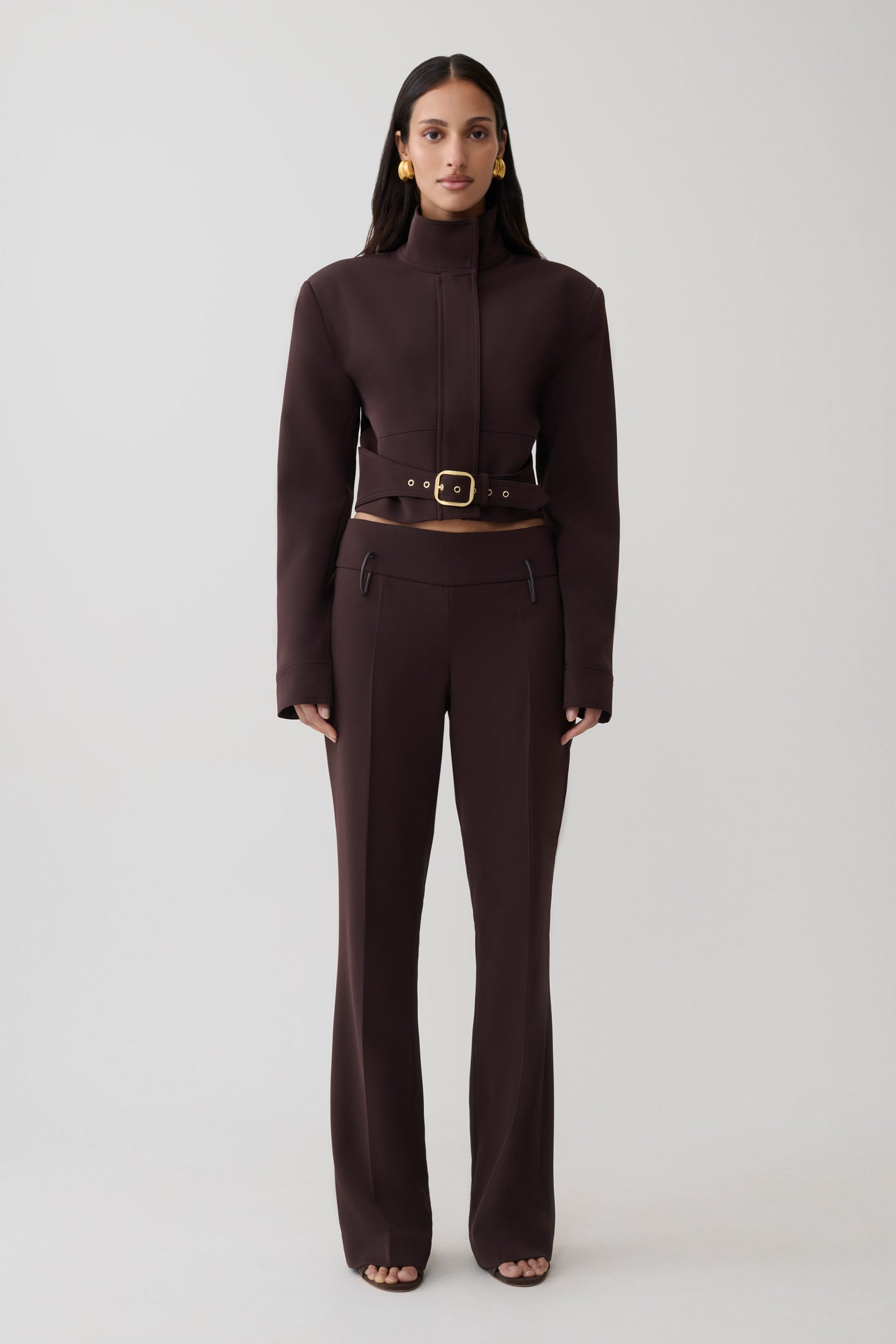 Brooke Straight Leg Suiting Pant - Burgundy