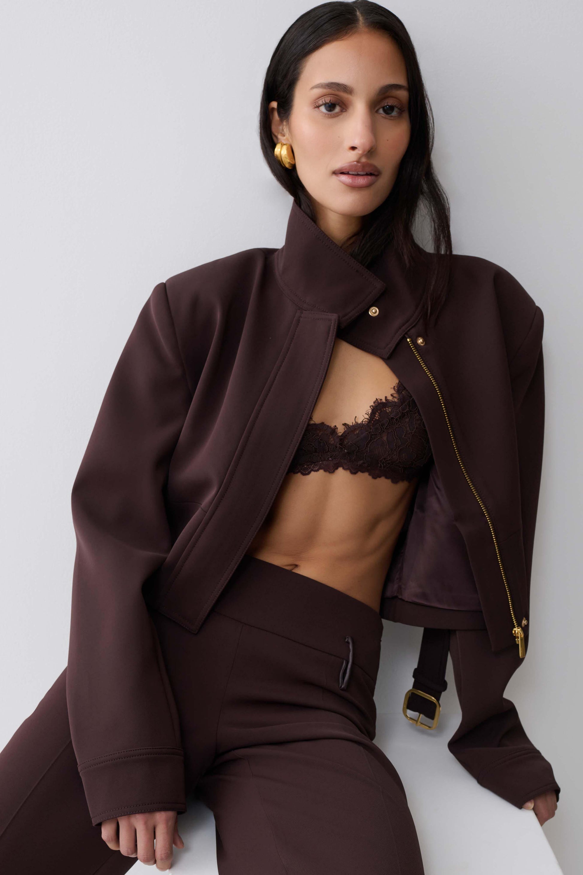 Brooke Structured Suiting Jacket - Burgundy #9