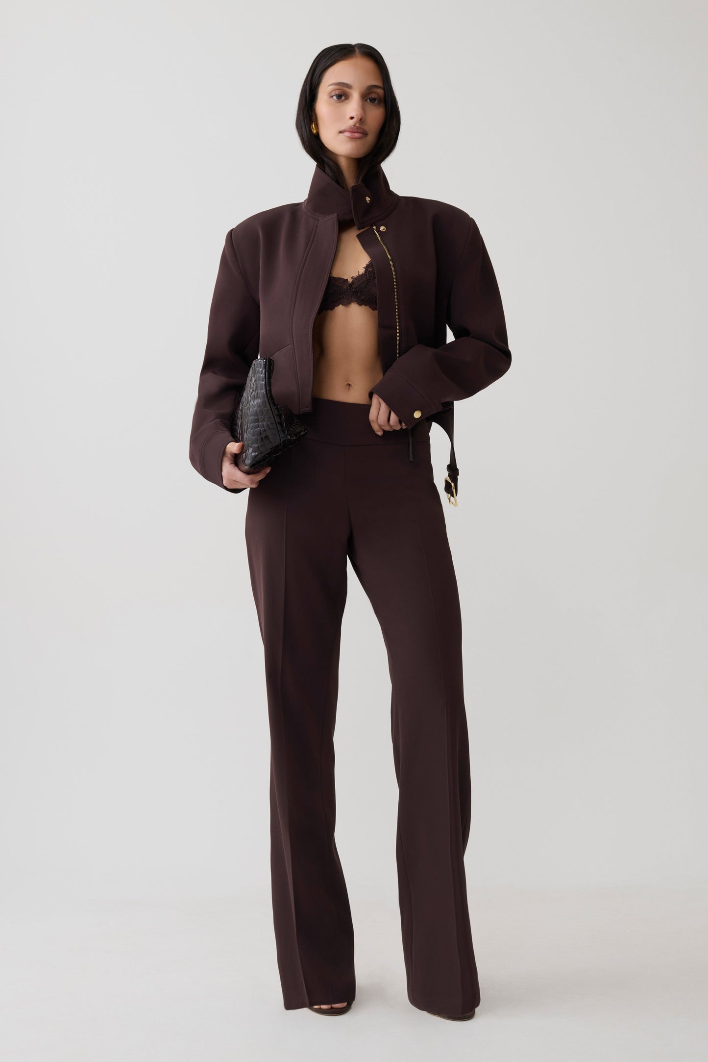 Brooke Straight Leg Suiting Pant - Burgundy