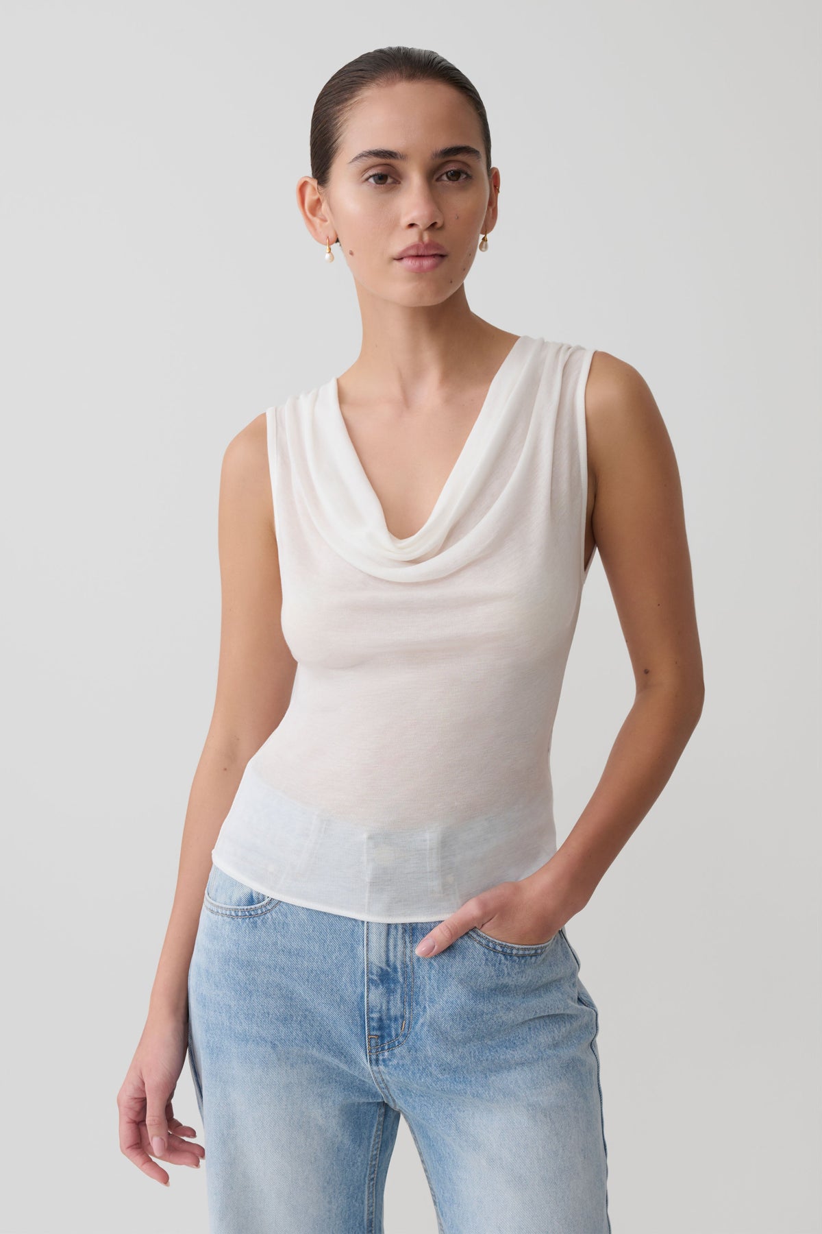 Ciaran Sleeveless Sheer Top - Ivory #4