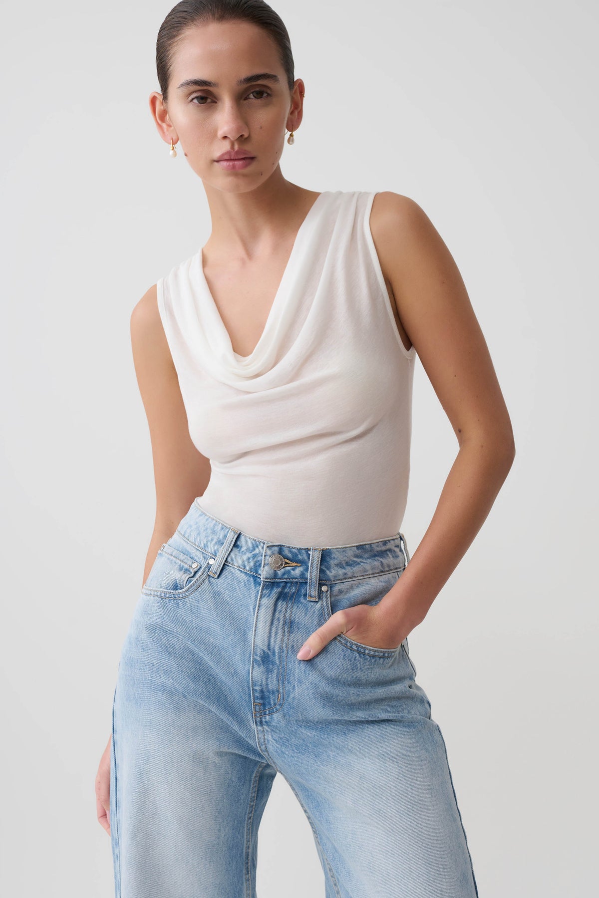 Ciaran Sleeveless Sheer Top - Ivory #3