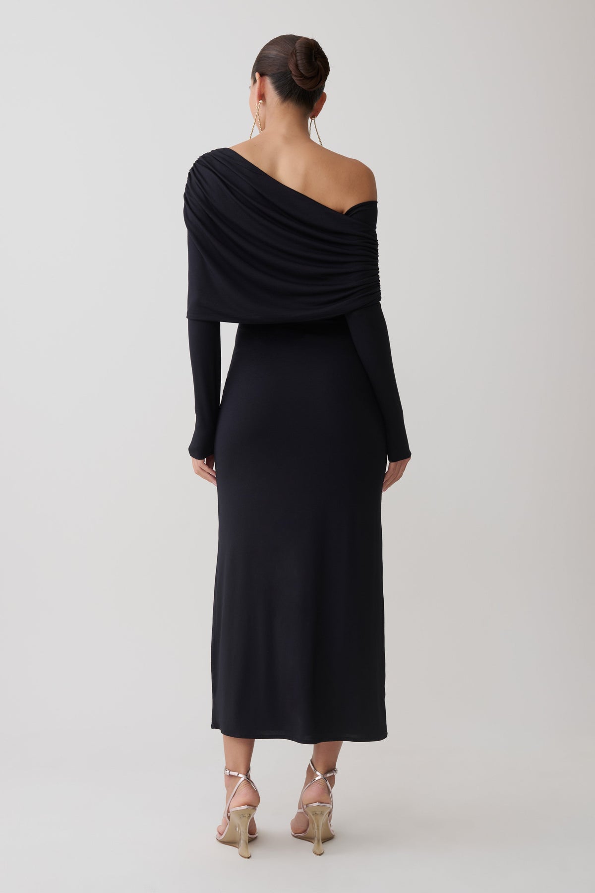 Corinna Modal One Shoulder Midi Dress - Black #2