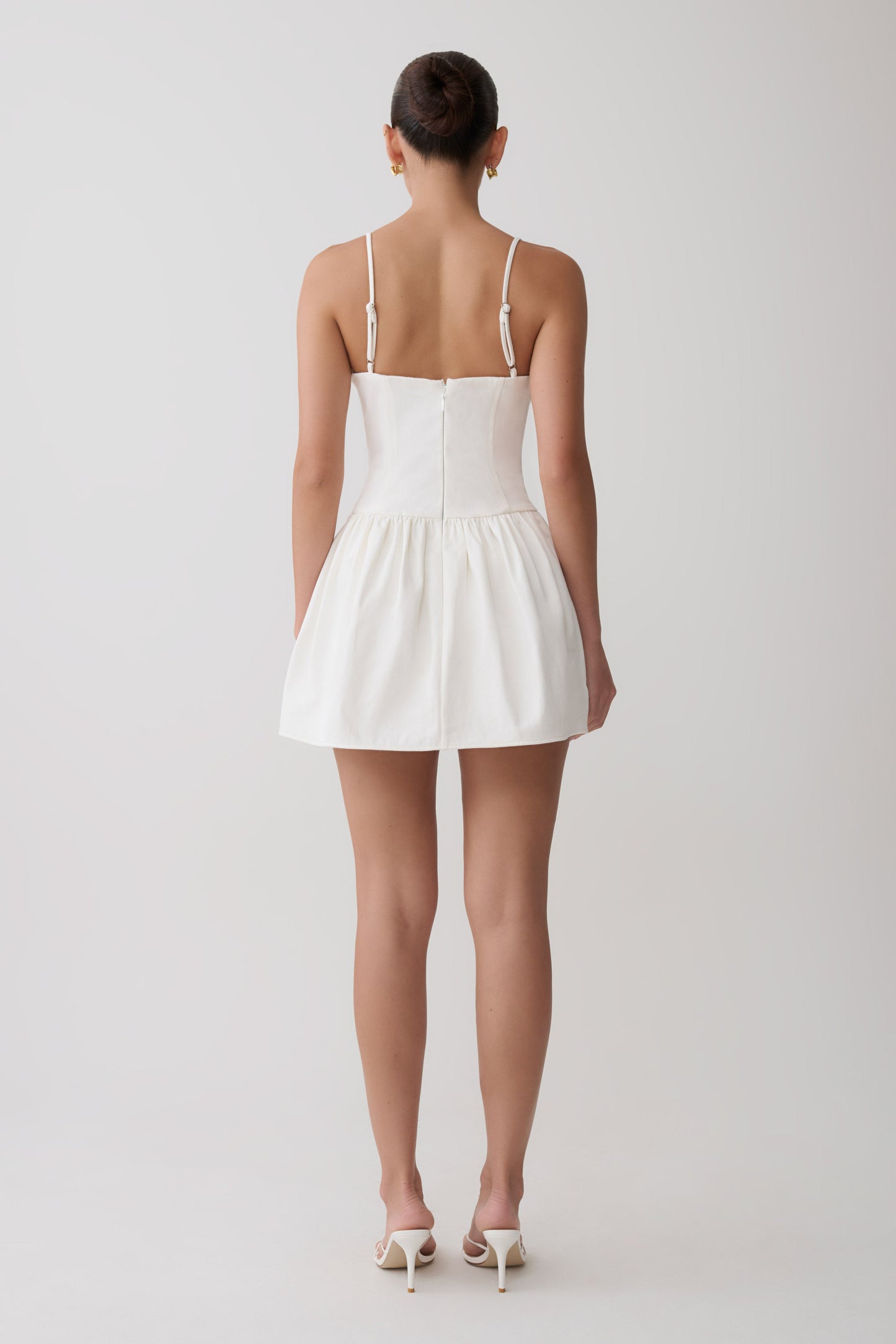 Emary Applique Denim Bustier - White