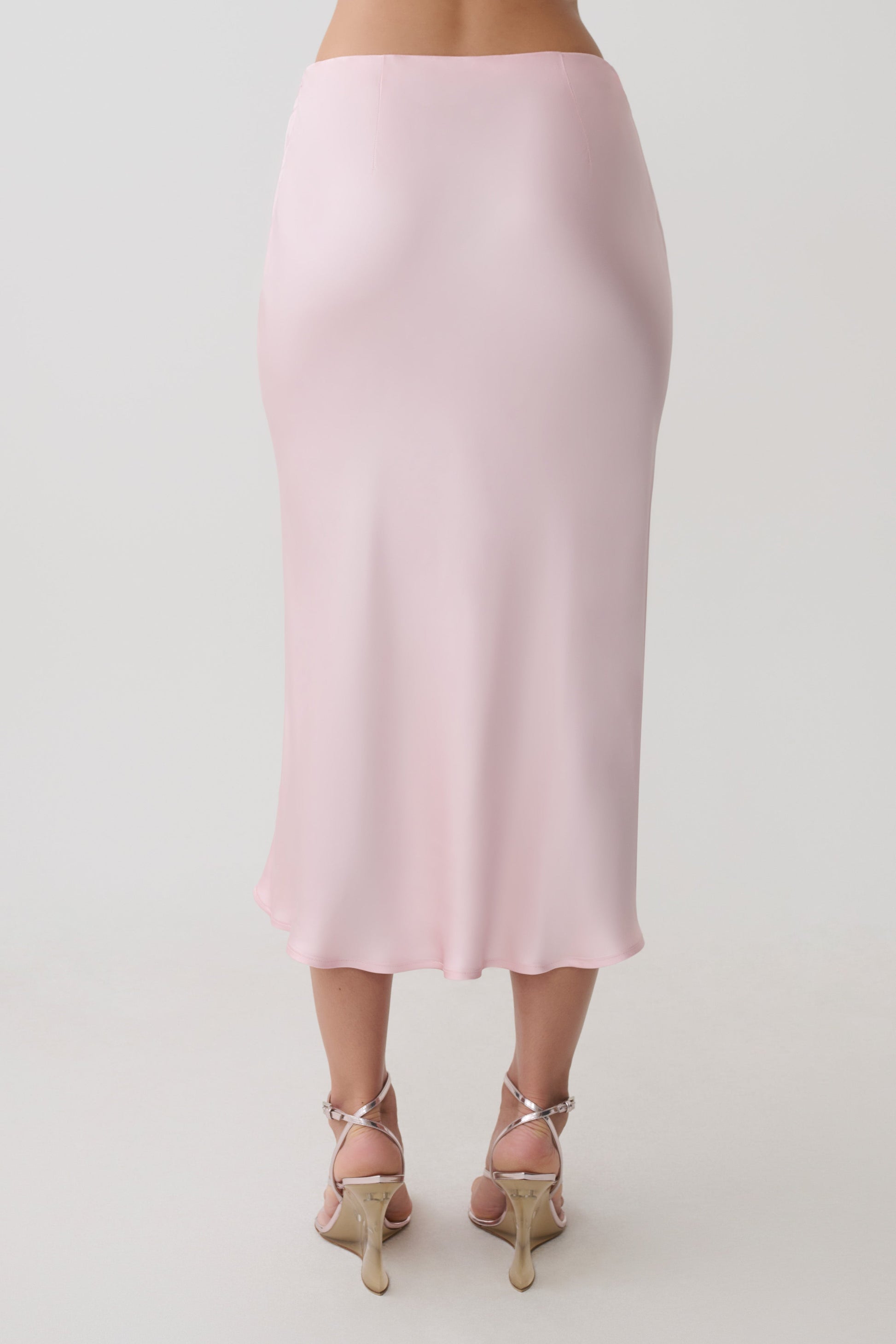 Hattie Satin Midi Skirt - Pale Pink #7
