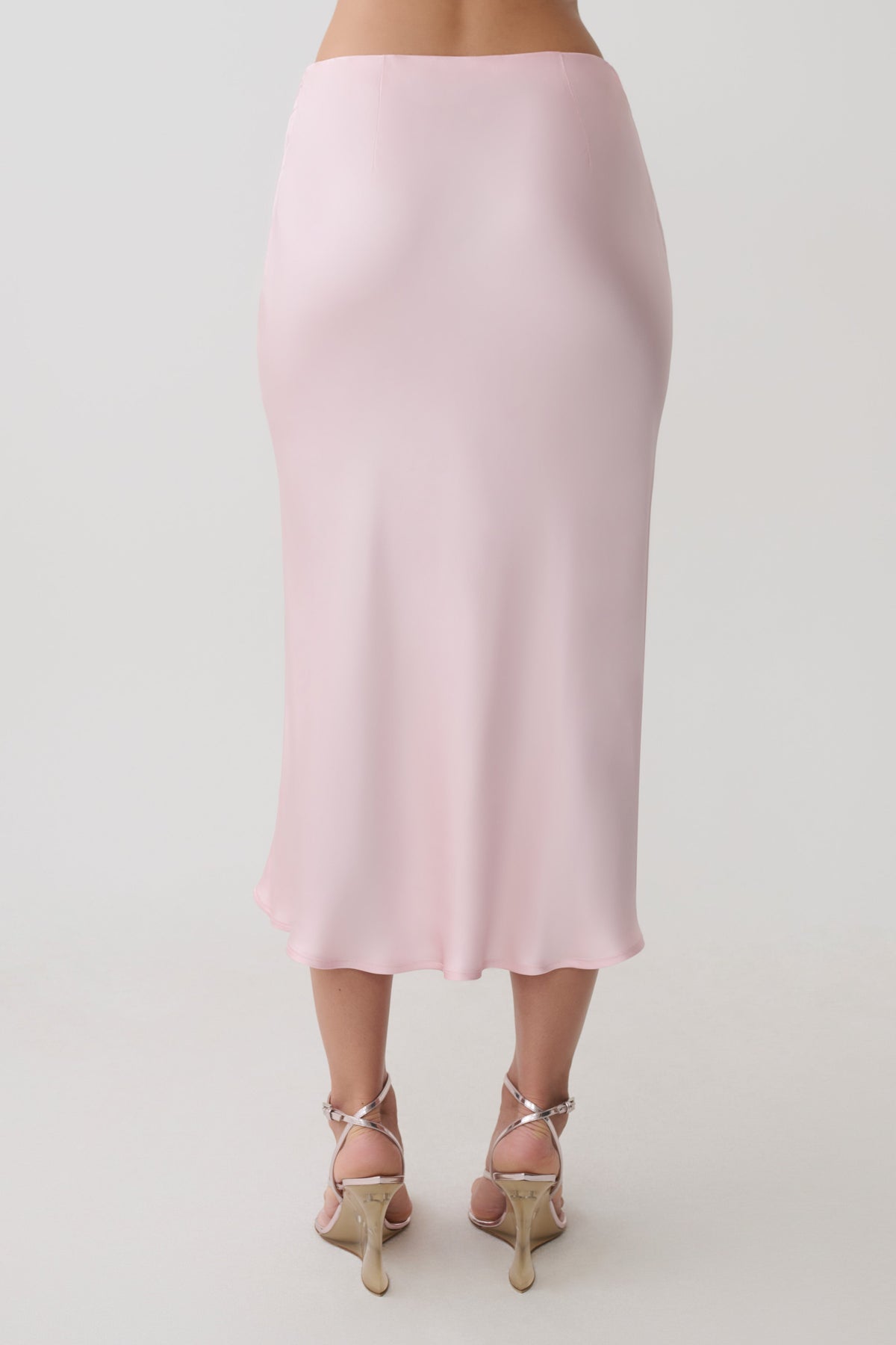 Hattie Satin Midi Skirt - Pale Pink #7