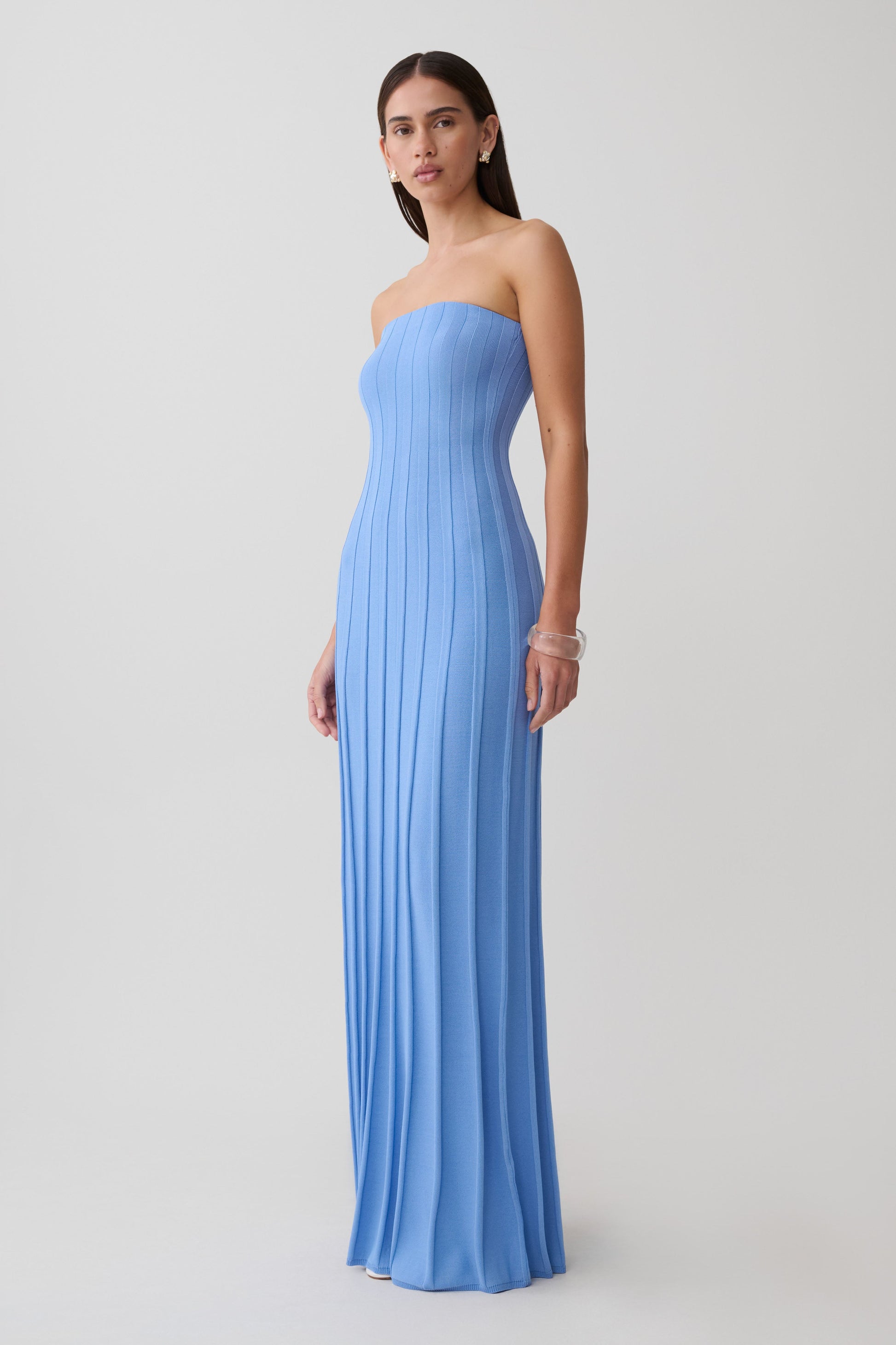 Pia Ribbed Strapless Maxi Dress - Periwinkle #4