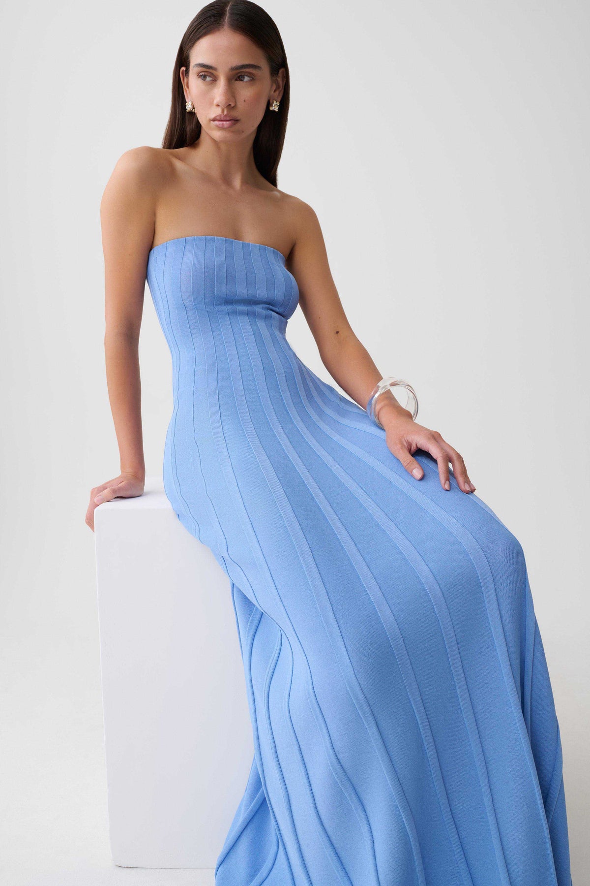 Pia Ribbed Strapless Maxi Dress - Periwinkle #6