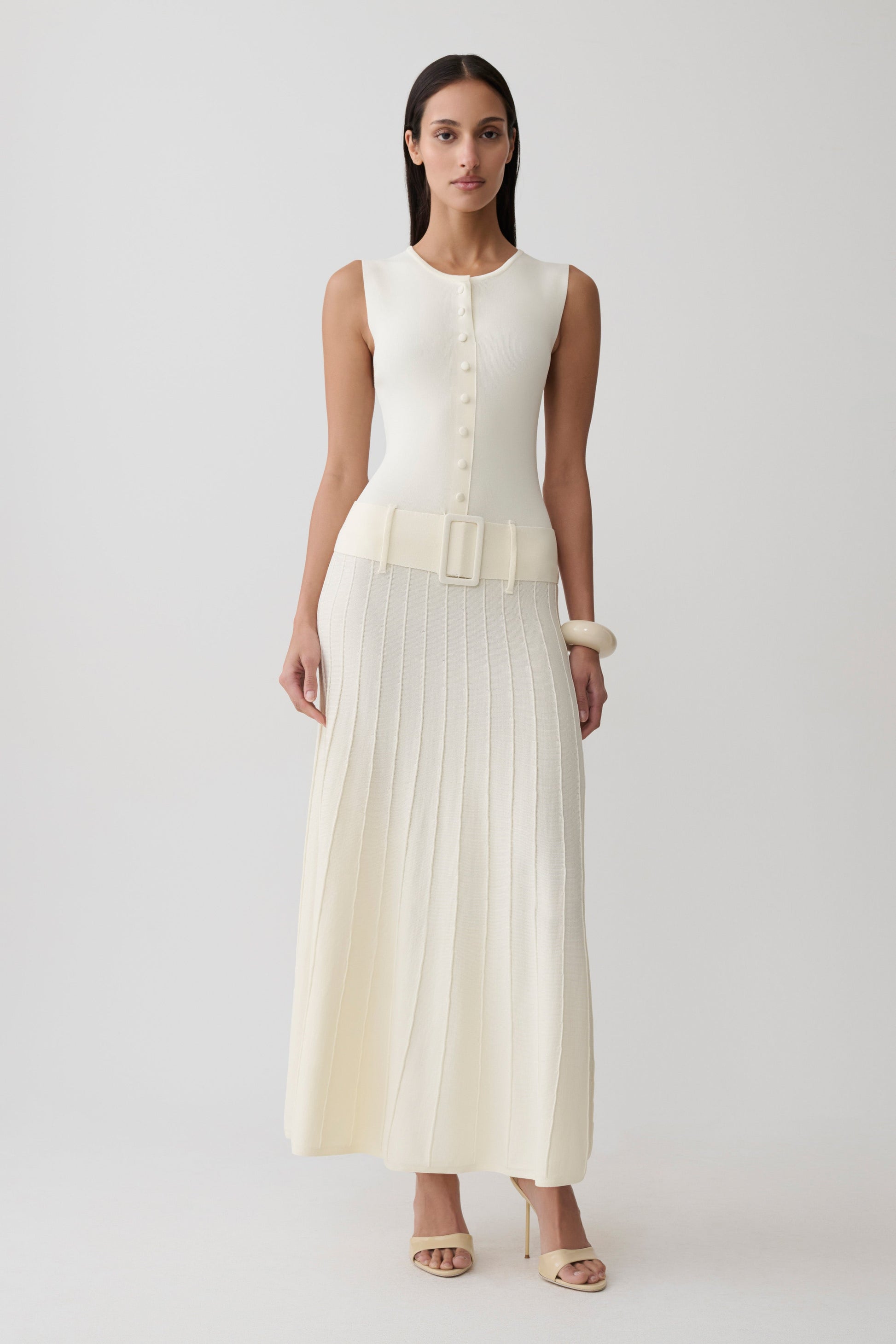 Rebena Pleated Midi Dress - Ivory #5