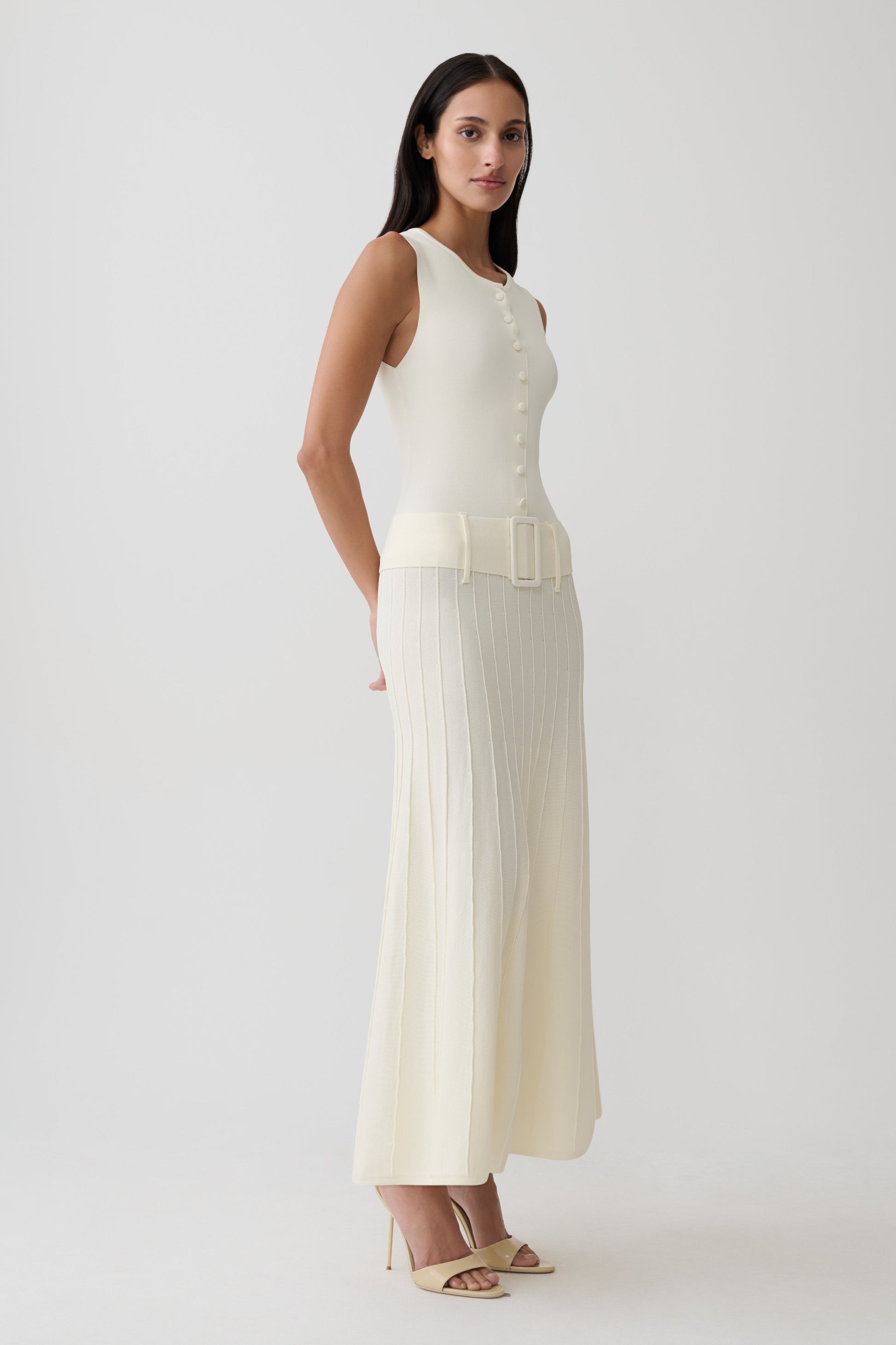Rebena Pleated Midi Dress - Ivory #4