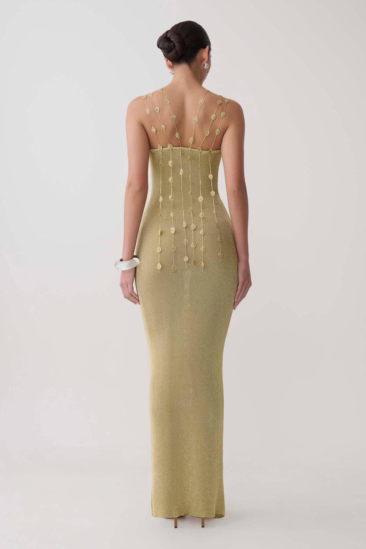Shami Lurex Maxi Dress With Flowers - Gold #6