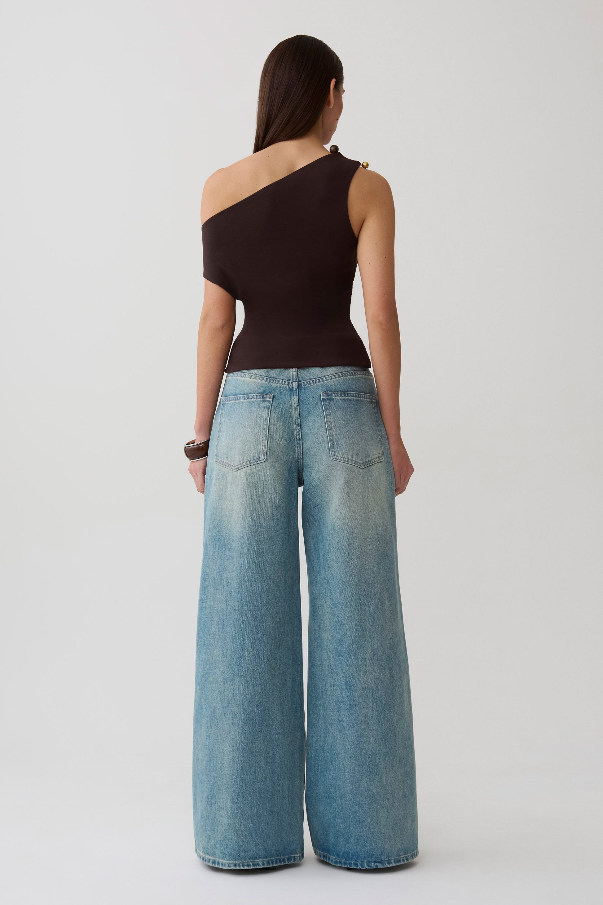 Yuna Short Sleeve Draped Hardware Top - Chocolate #6