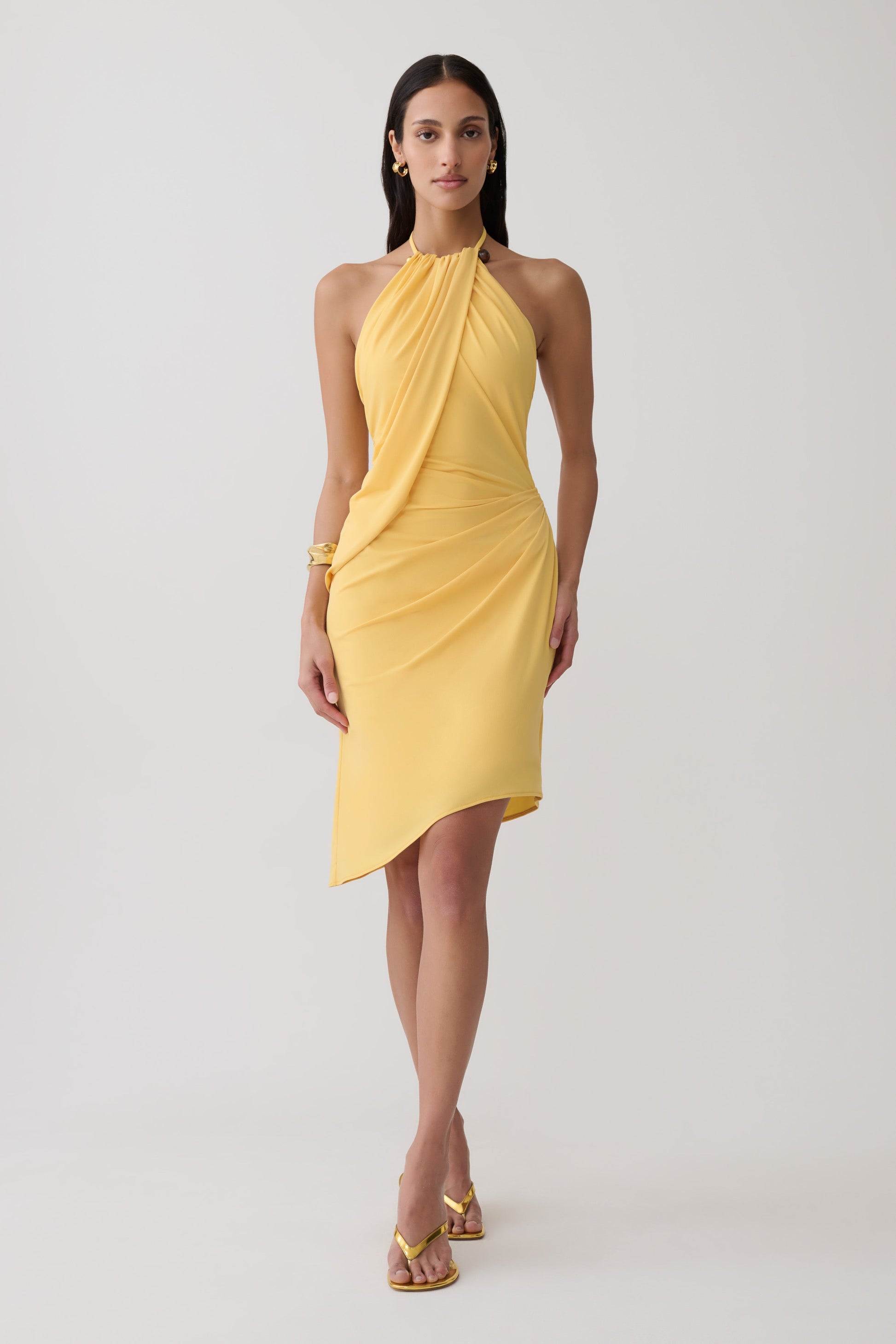 Yuna Draped Hardware Midi Dress - Mango #3