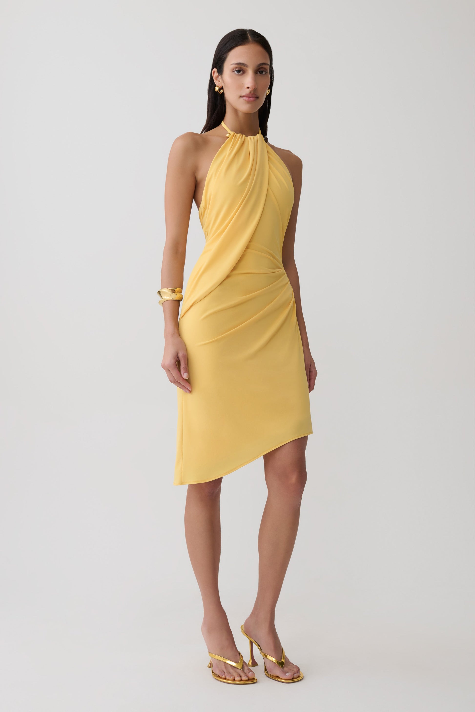 Yuna Draped Hardware Midi Dress - Mango #4