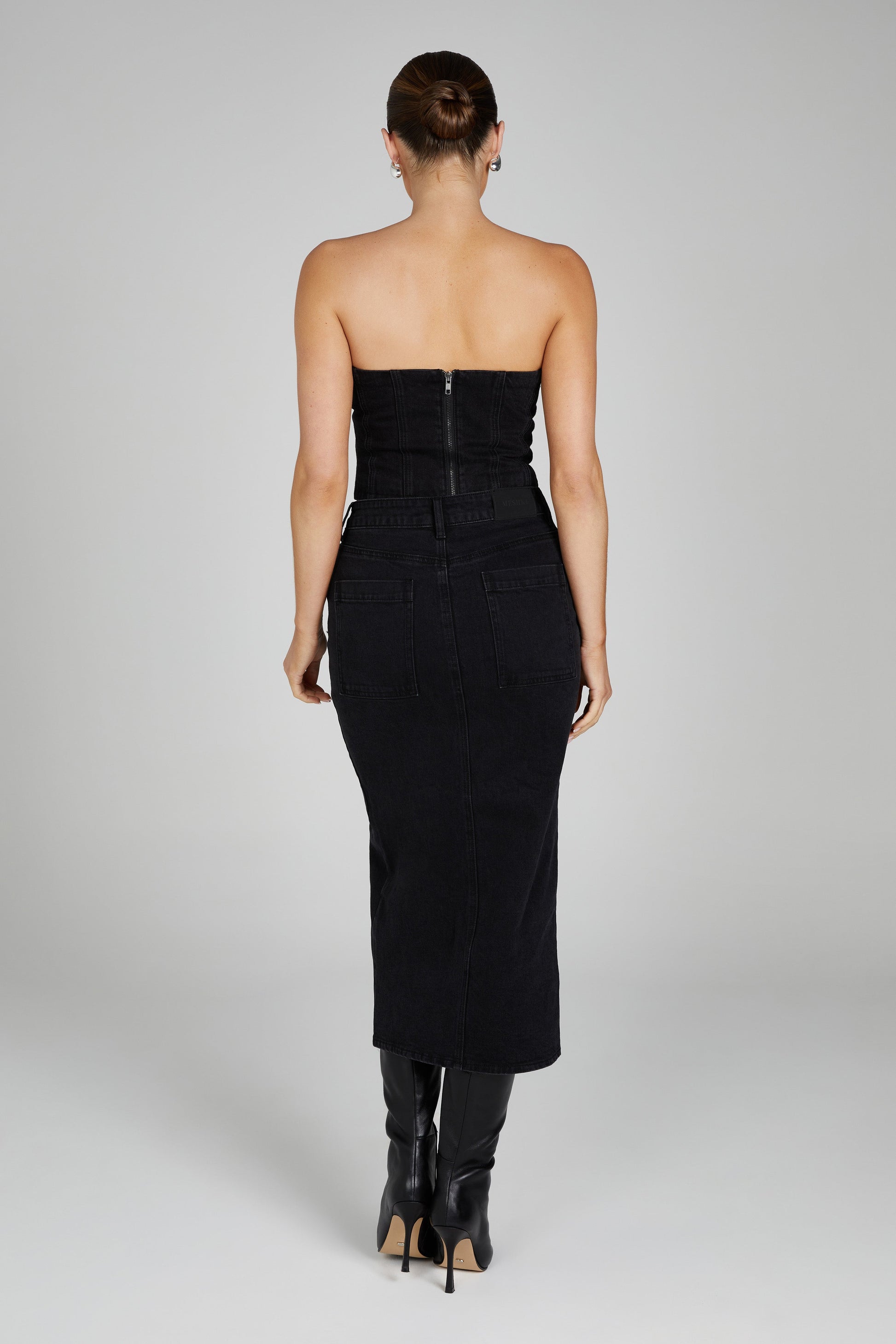 Acacia Denim Midi Skirt - Washed Black #4