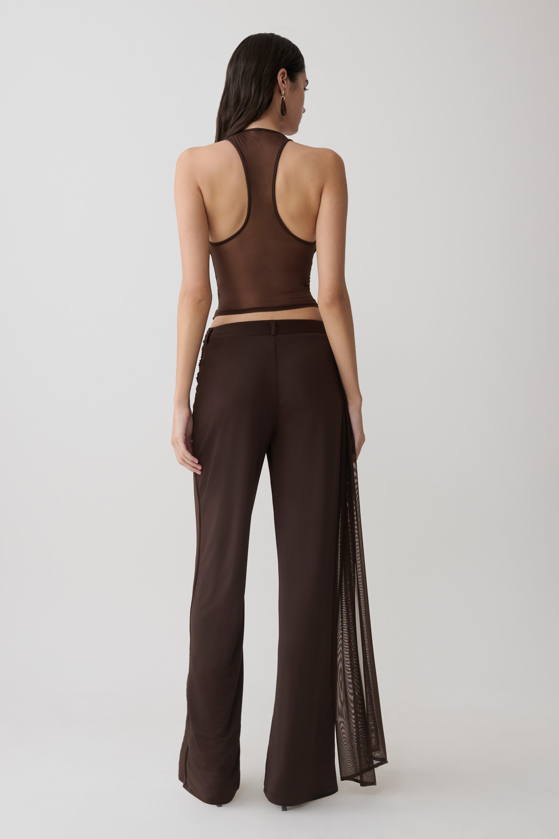 Aspyn Slinky Gathered Wide Leg Pants - Chocolate #2