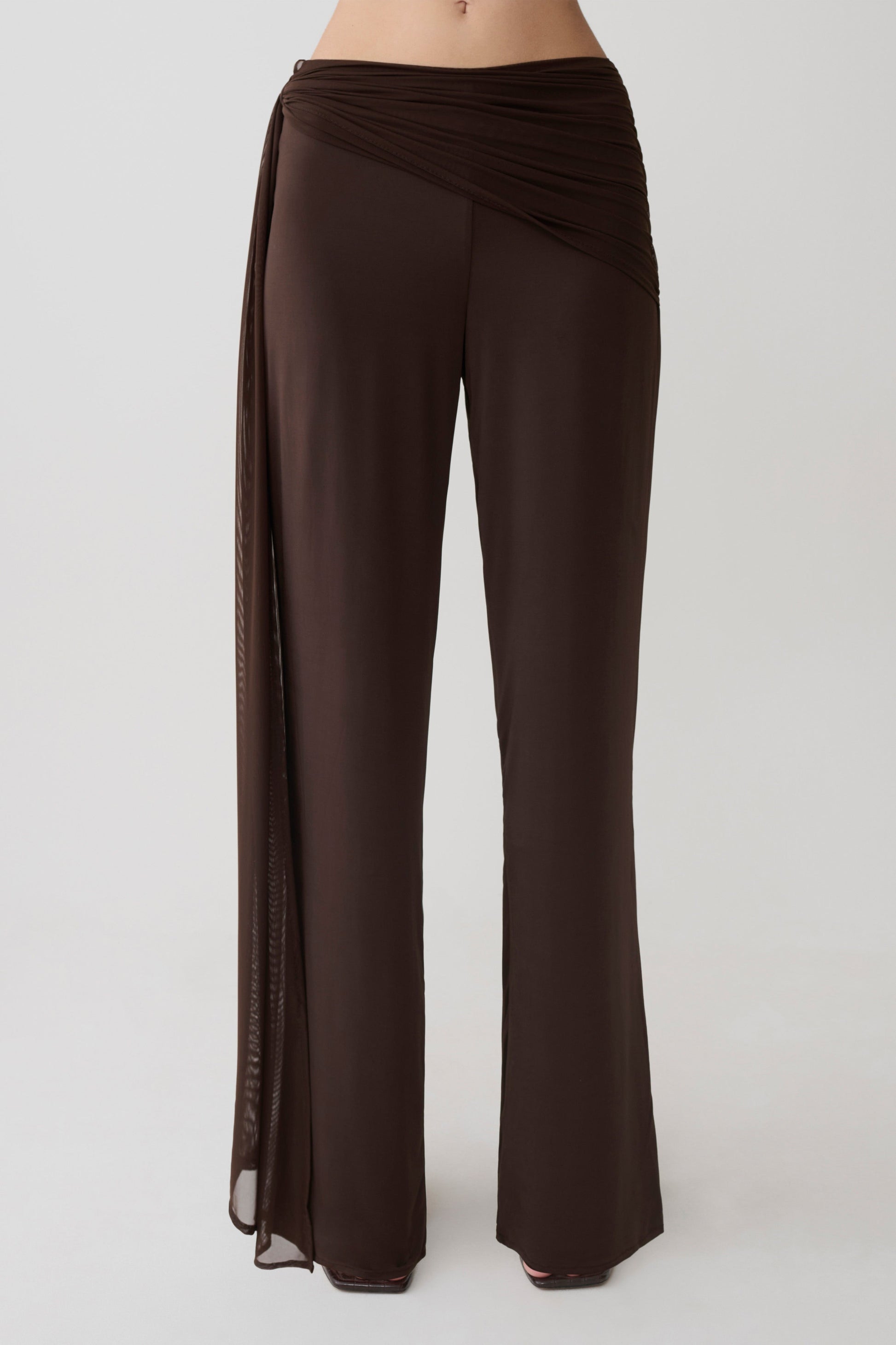 Aspyn Slinky Gathered Wide Leg Pants - Chocolate #9