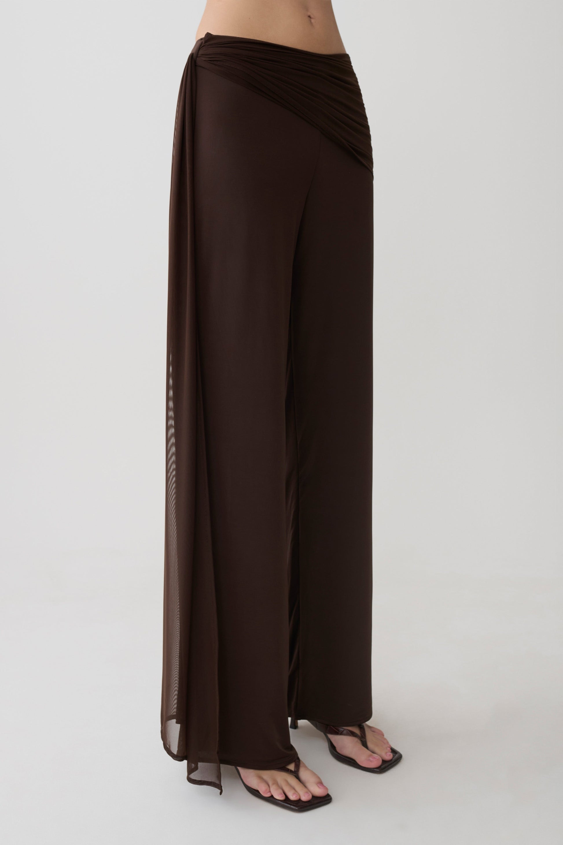 Aspyn Slinky Gathered Wide Leg Pants - Chocolate #6