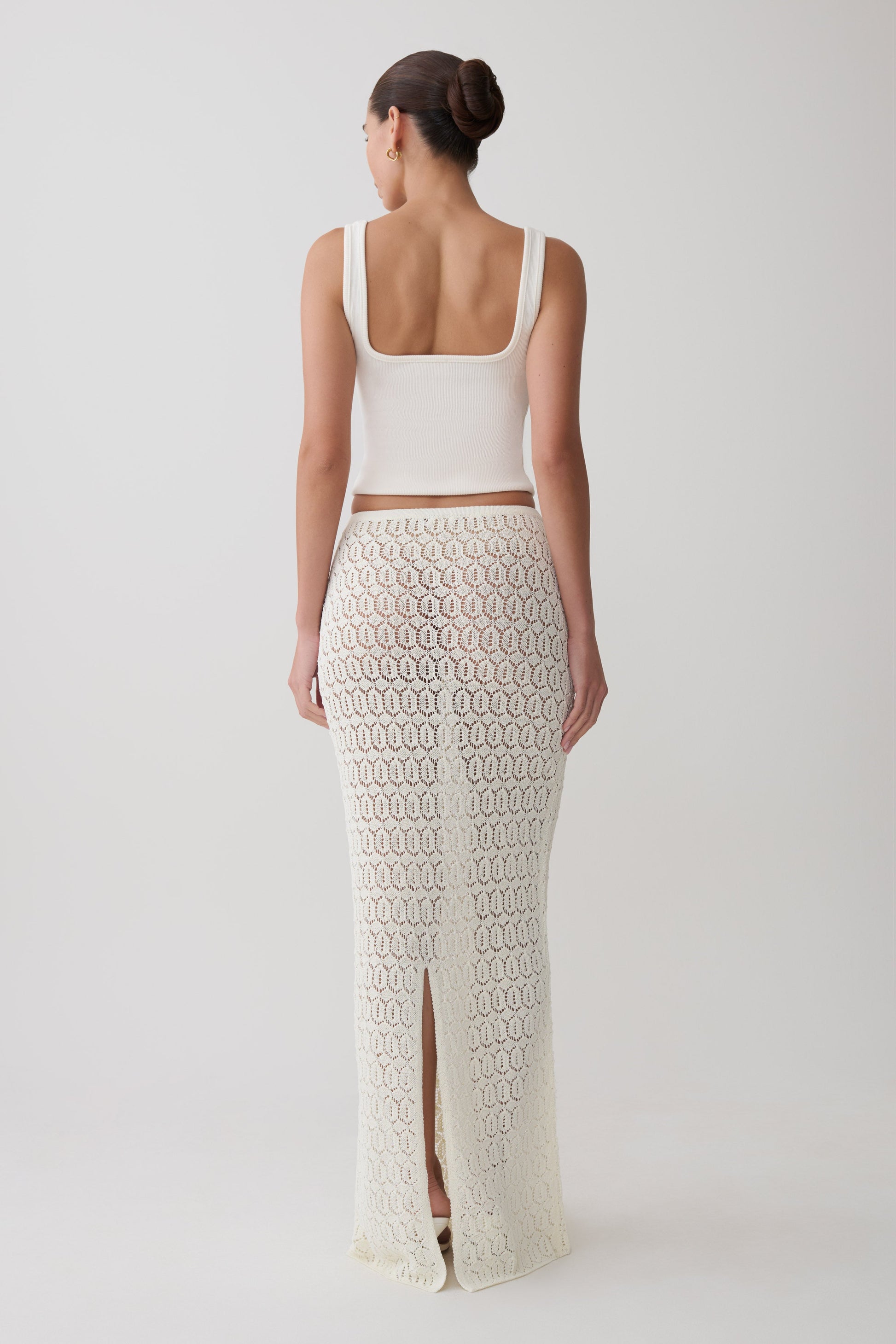 Courtney Crochet Knit Maxi Skirt - Ivory #2