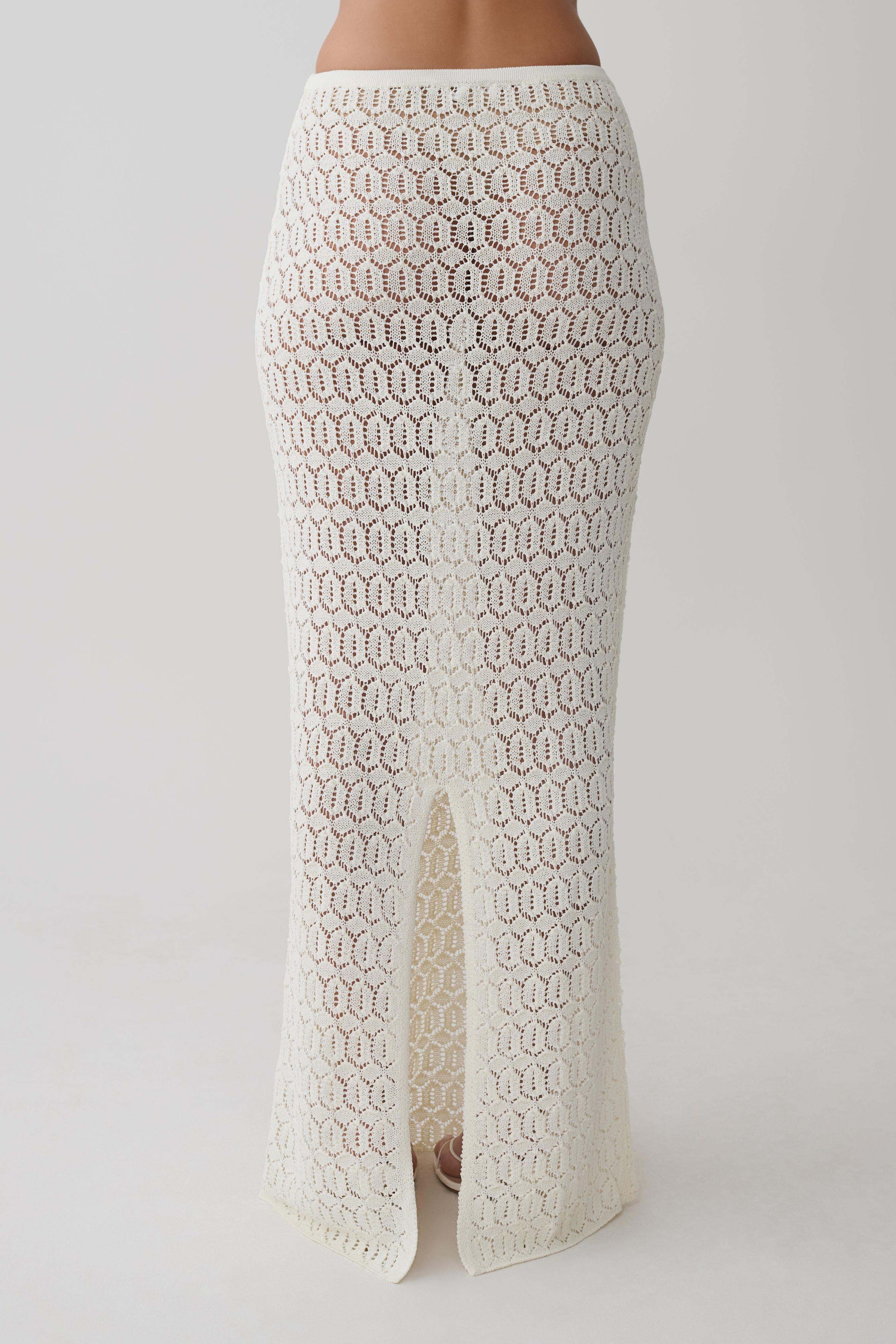 Courtney Crochet Knit Maxi Skirt - Ivory #7