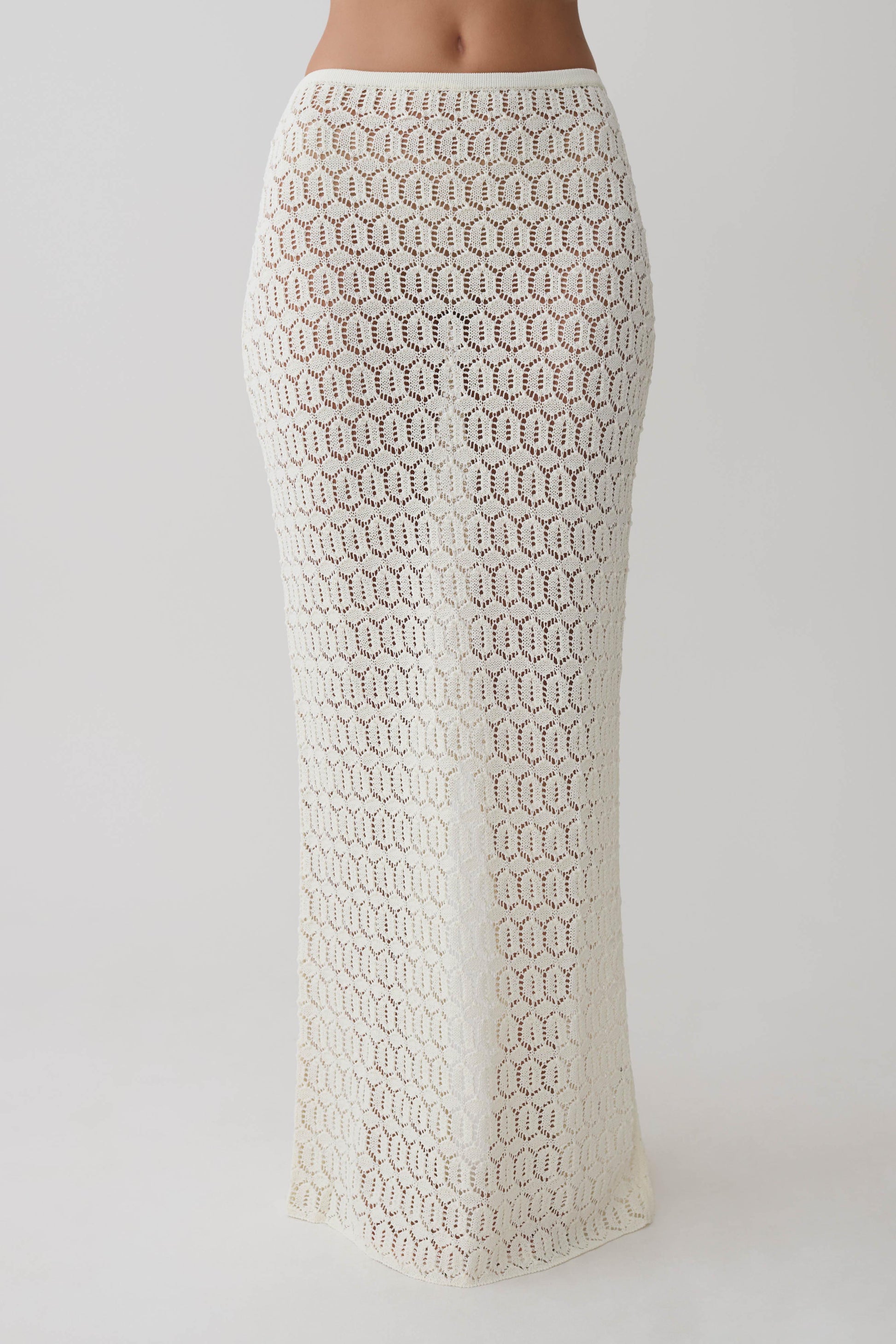 Courtney Crochet Knit Maxi Skirt - Ivory #8