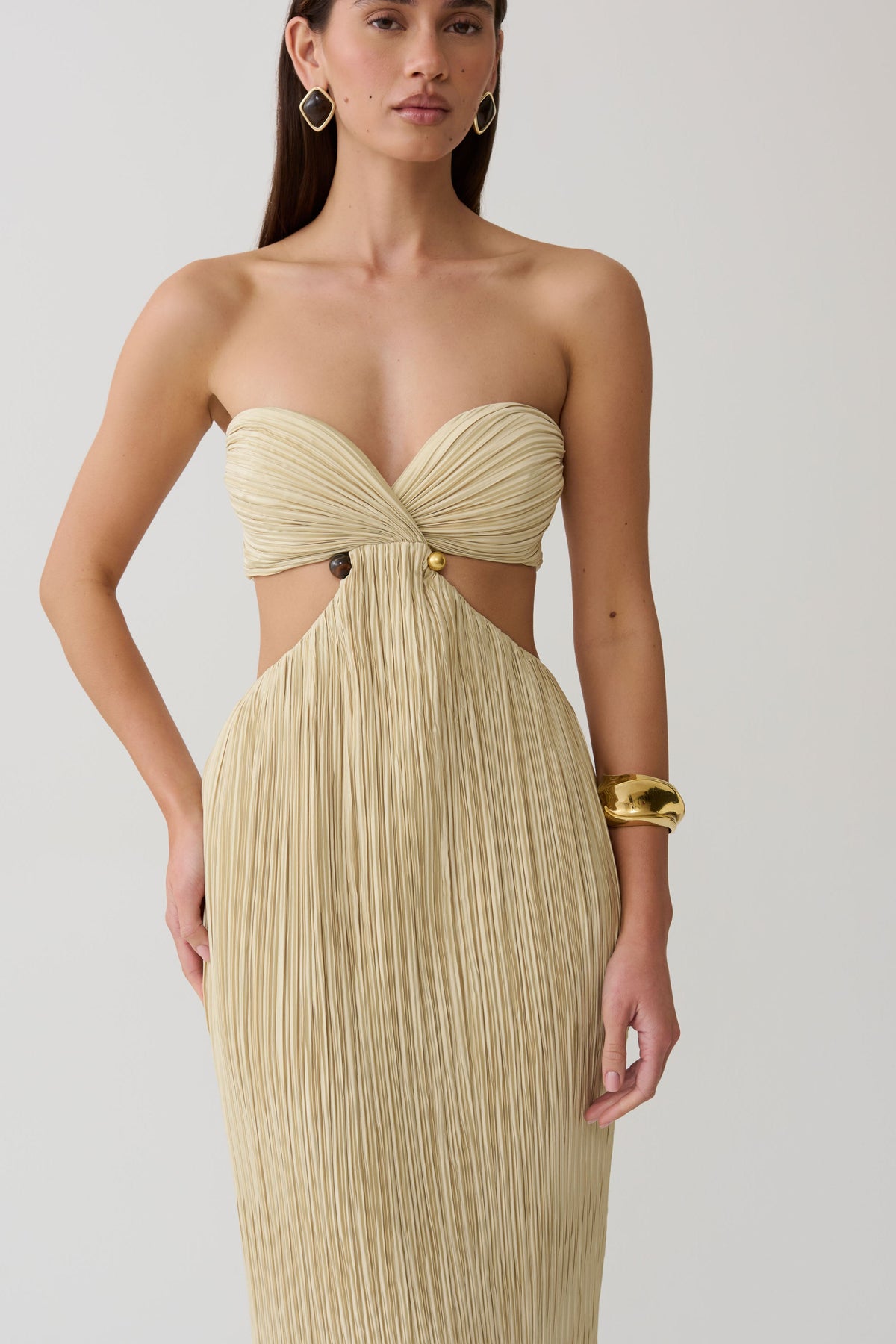 Dana Cut Out Hardware Maxi Dress - Lime Gold #3