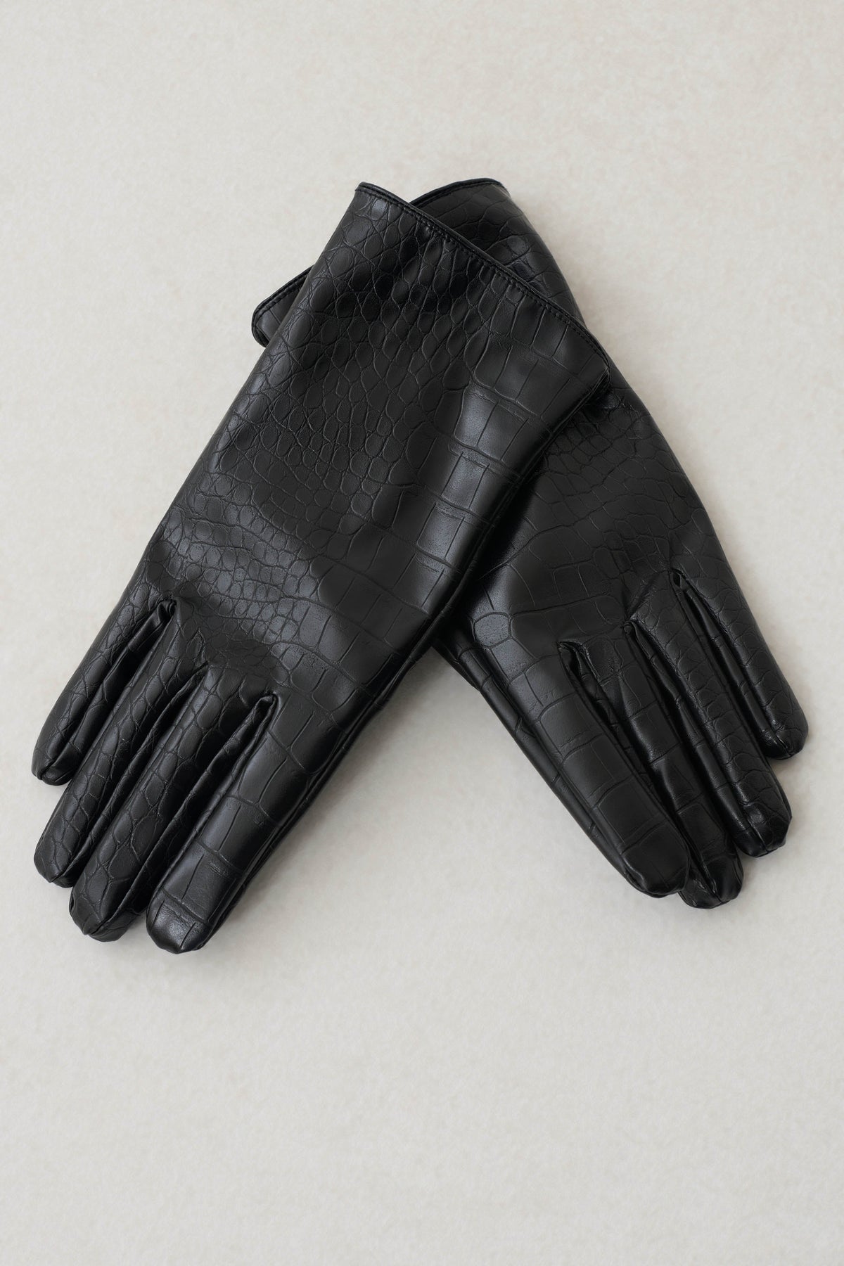 Atlas Faux Leather Crocodile Gloves - Black #2
