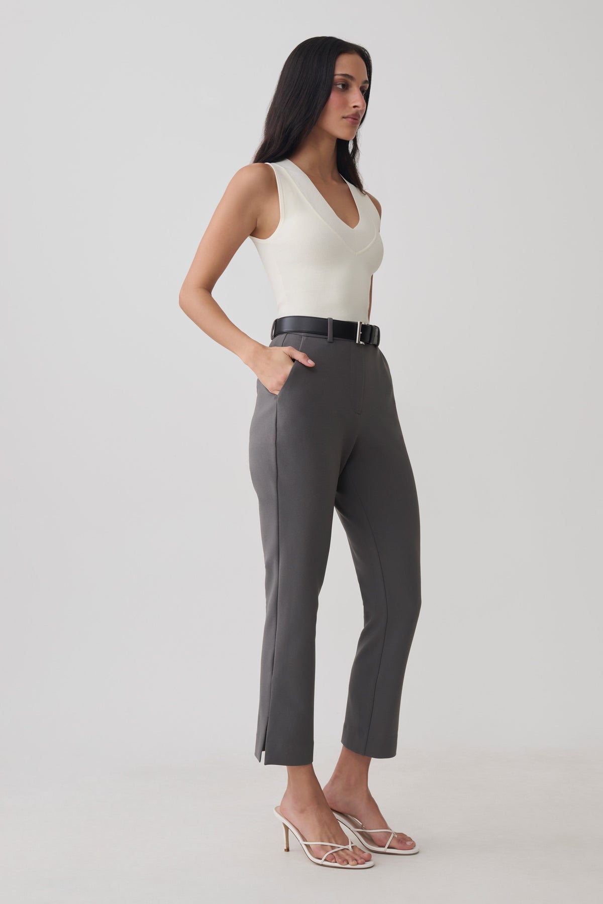 Jaimen Crepe Pants - Charcoal