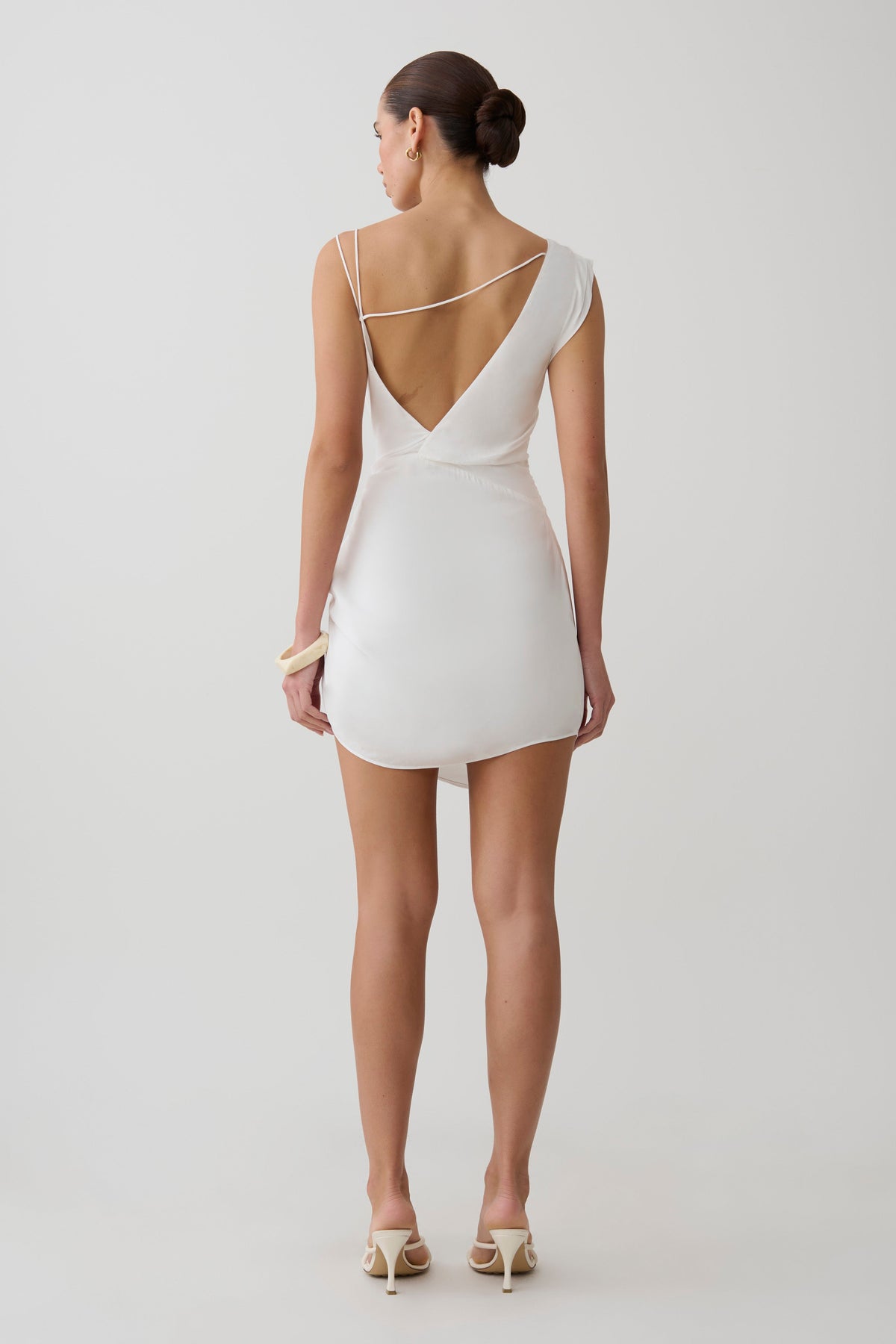 Lucile Cowl Drape Satin Mini Dress - White #2