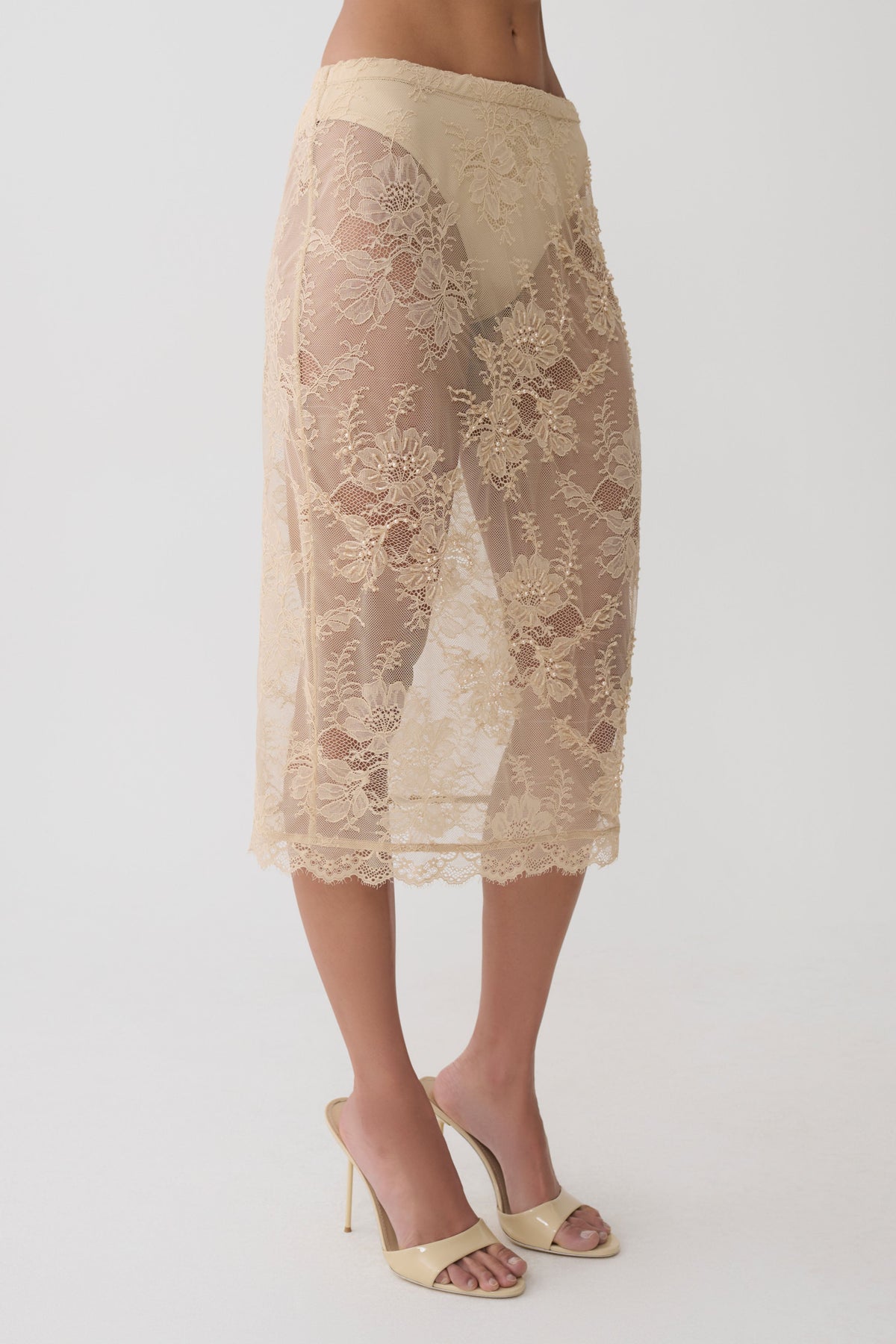 Marcelle Lace Midi Skirt - Blush Rose Gold #6