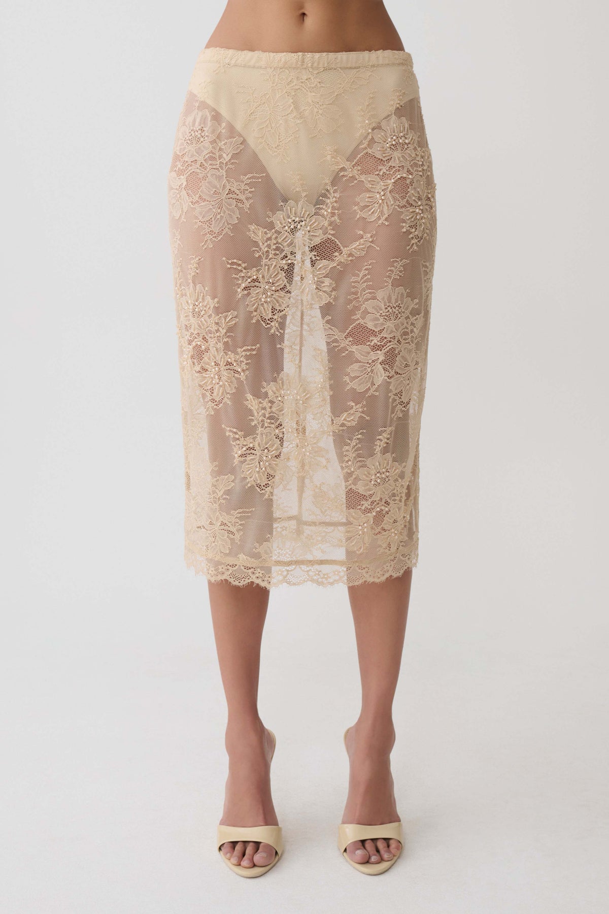 Marcelle Lace Midi Skirt - Blush Rose Gold #8