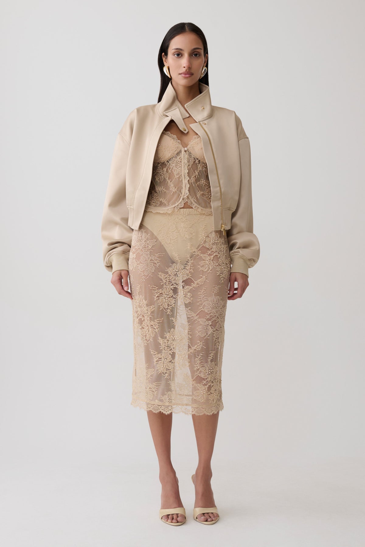 Marcelle Lace Midi Skirt - Blush Rose Gold #5