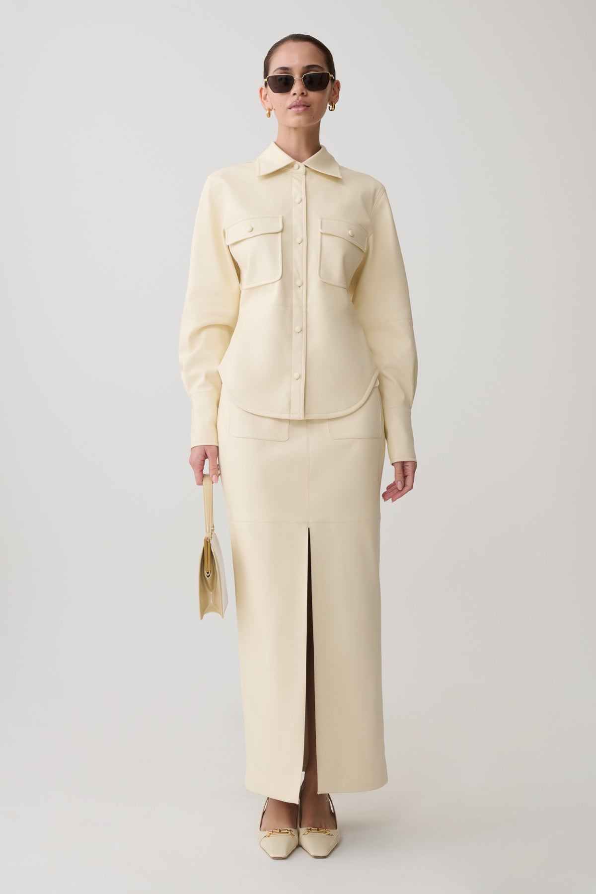Winslet Faux Leather Maxi Skirt - Bone #8