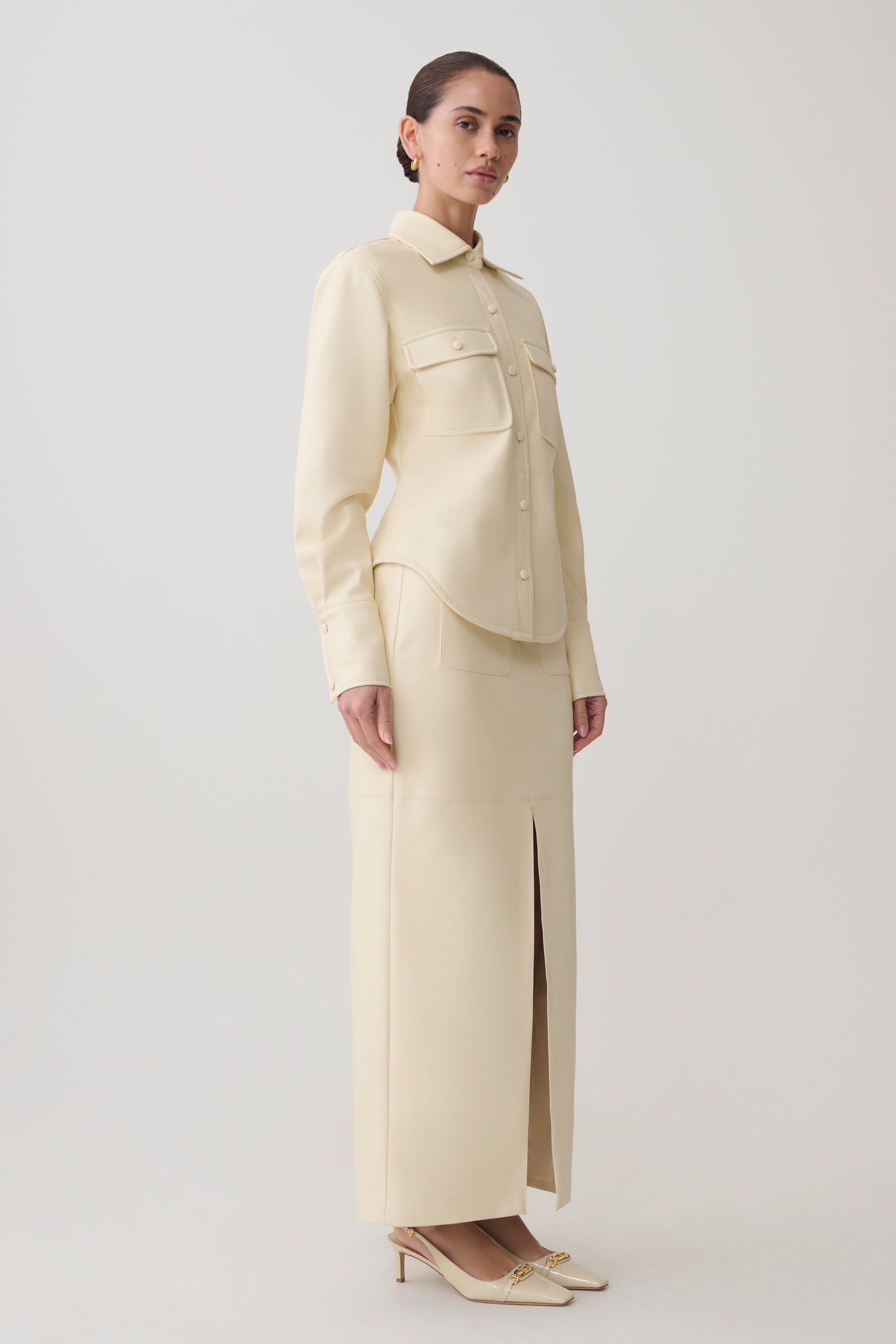 Winslet Faux Leather Maxi Skirt - Bone #4