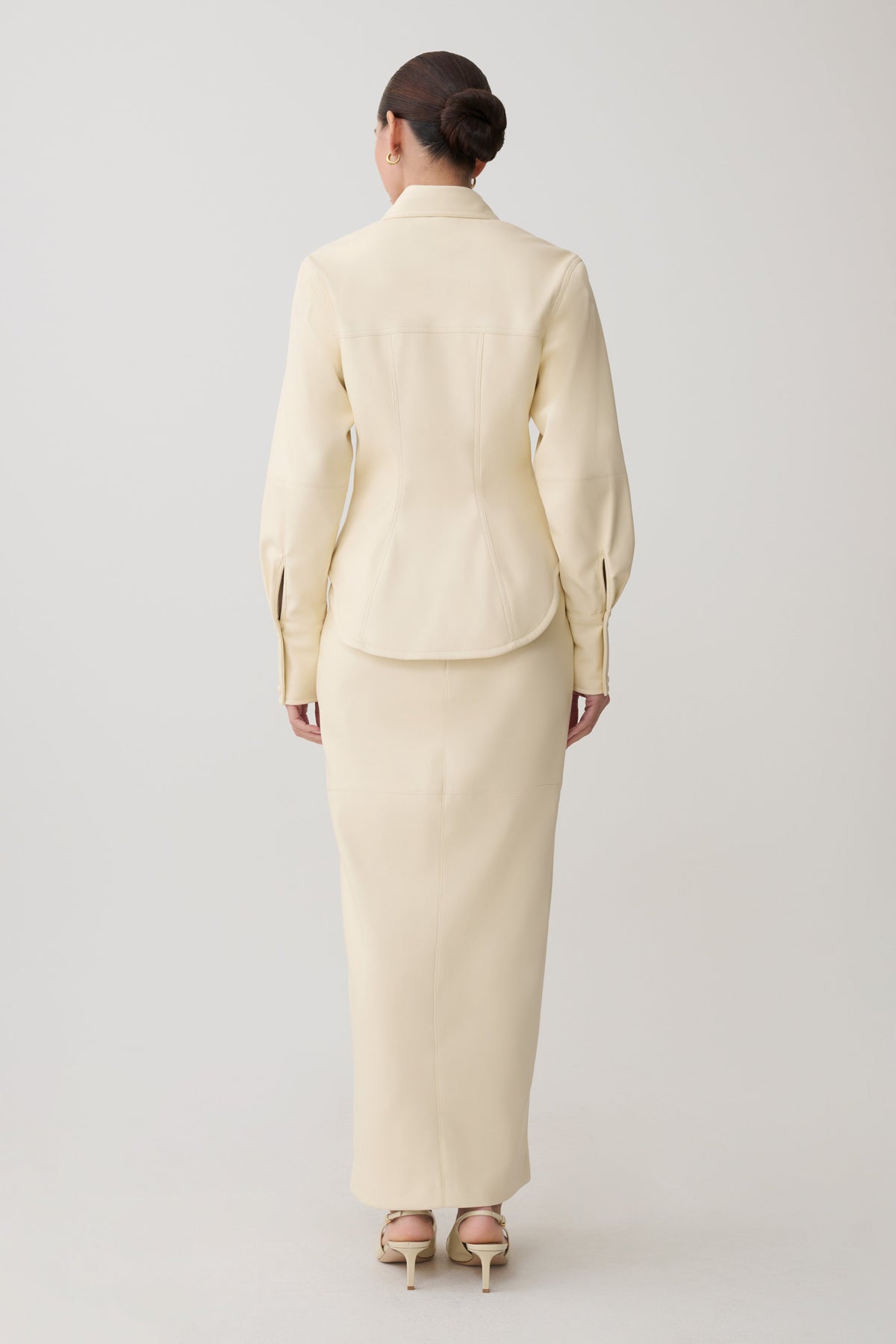 Winslet Faux Leather Maxi Skirt - Bone #5