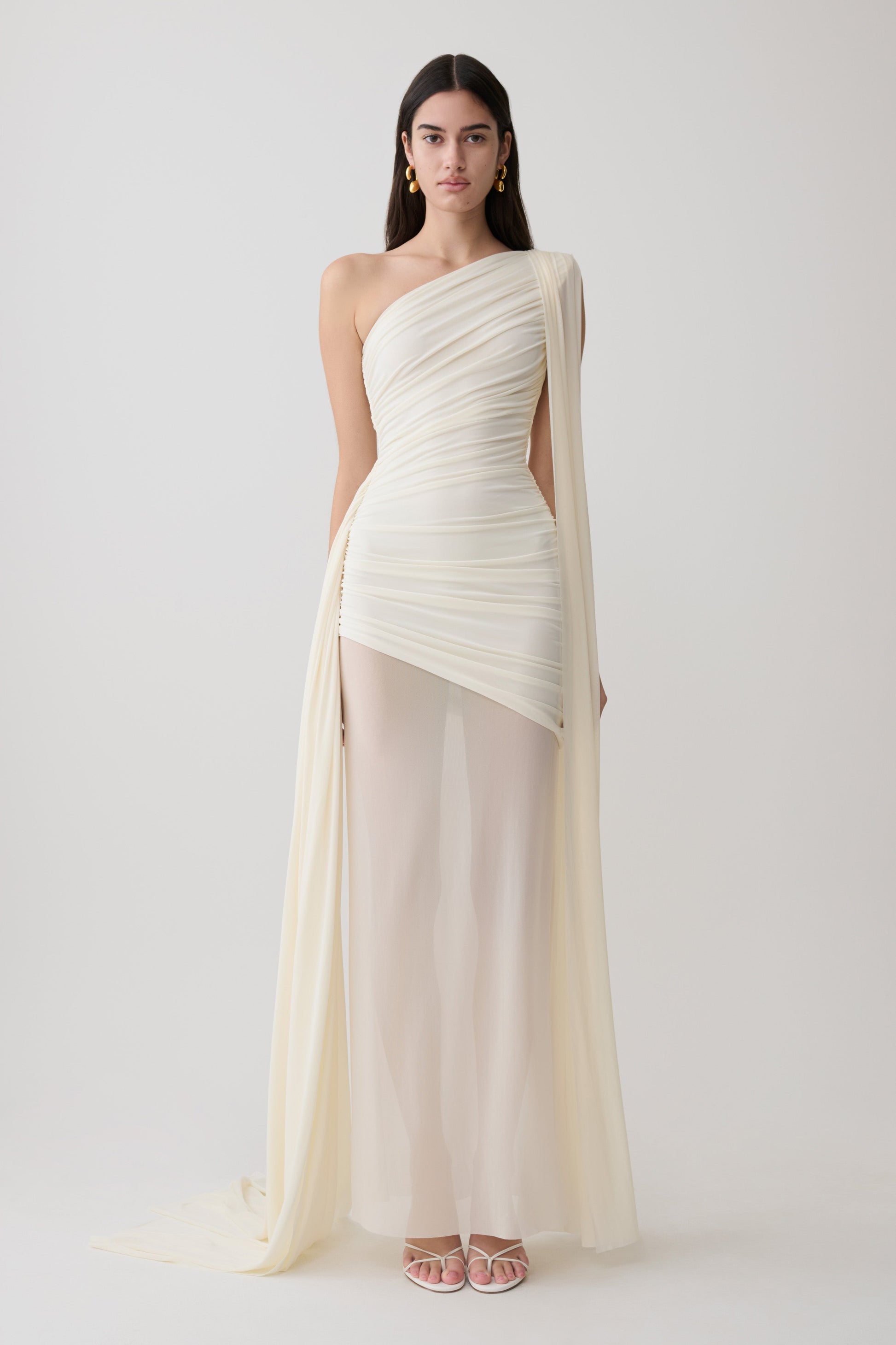 Asher Slinky One Shoulder Maxi Dress - Ivory #6