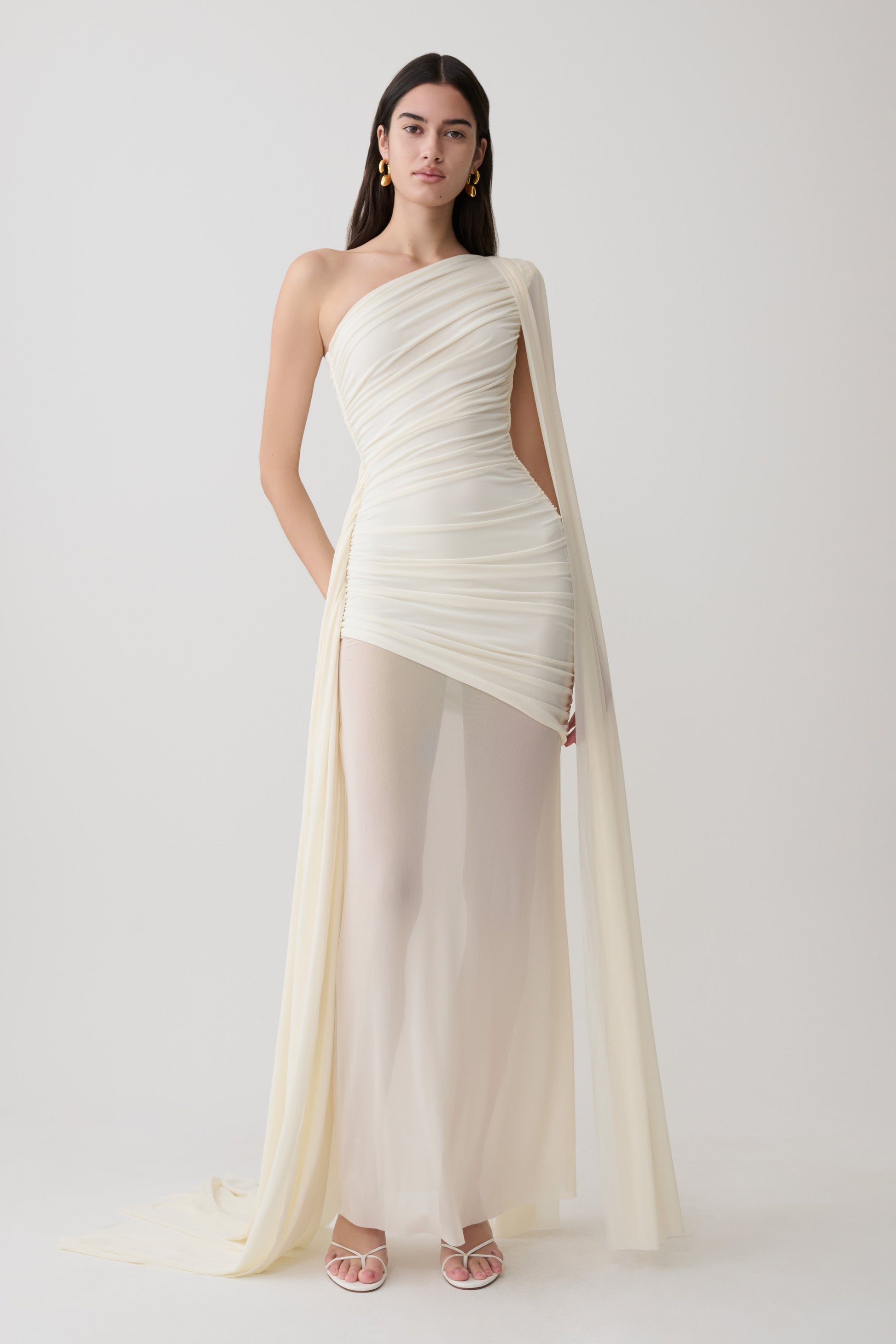 Asher Slinky One Shoulder Maxi Dress - Ivory #4