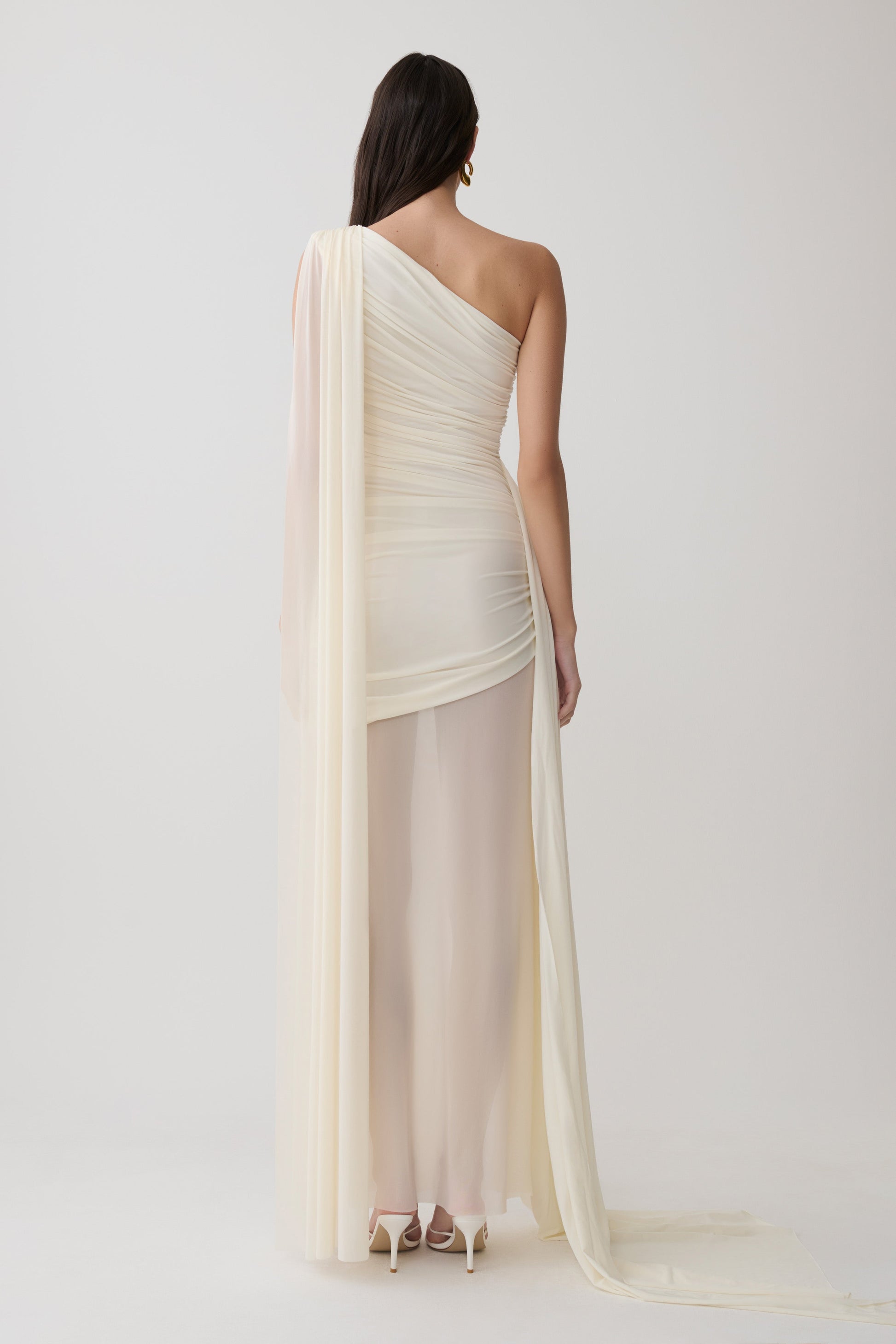 Asher Slinky One Shoulder Maxi Dress - Ivory #2