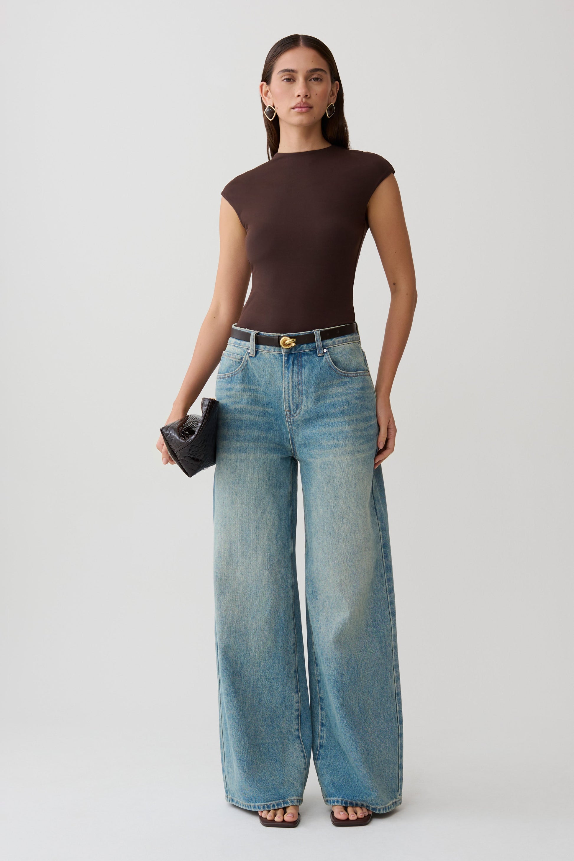 Chai Peached Jersey High Neck Top - Chocolate #5