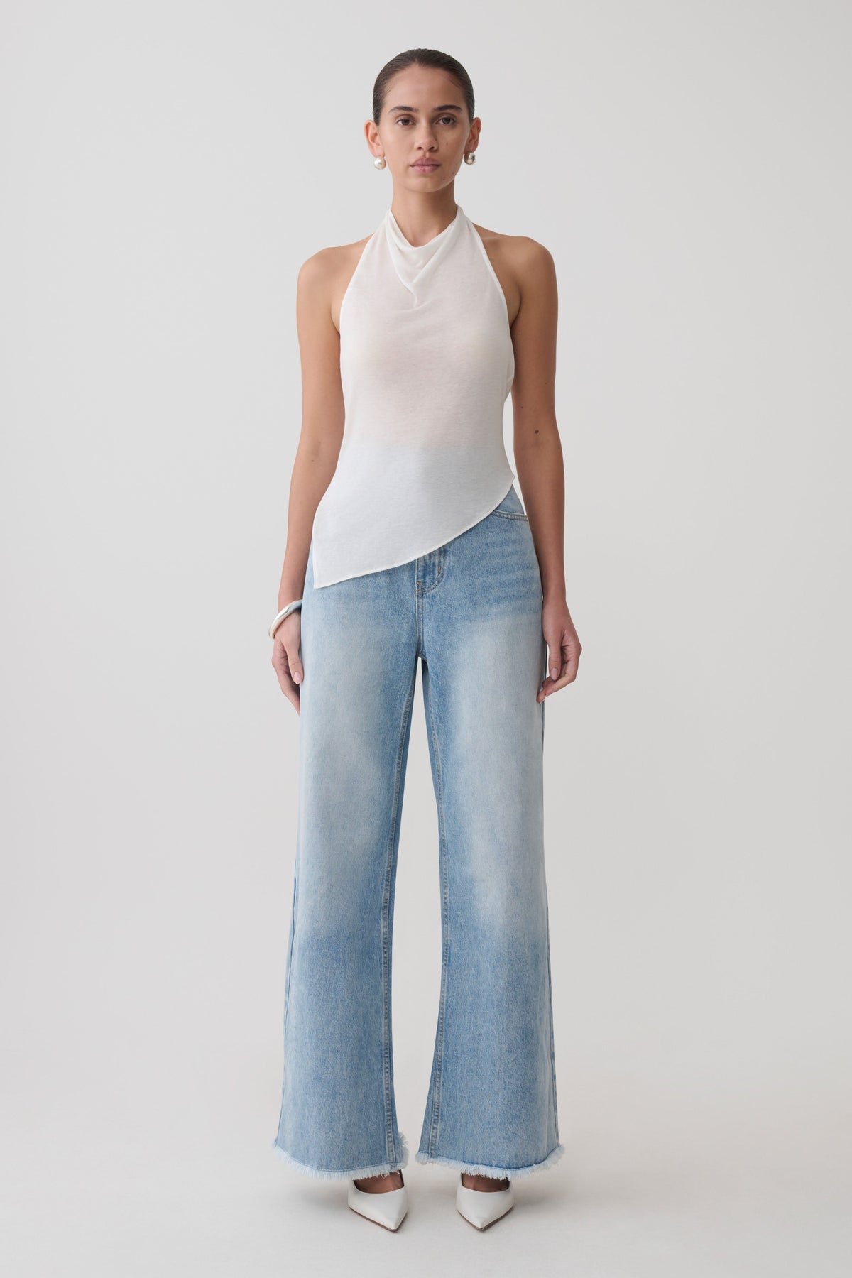 Clea Relaxed Sheer Halter Top - Ivory #7
