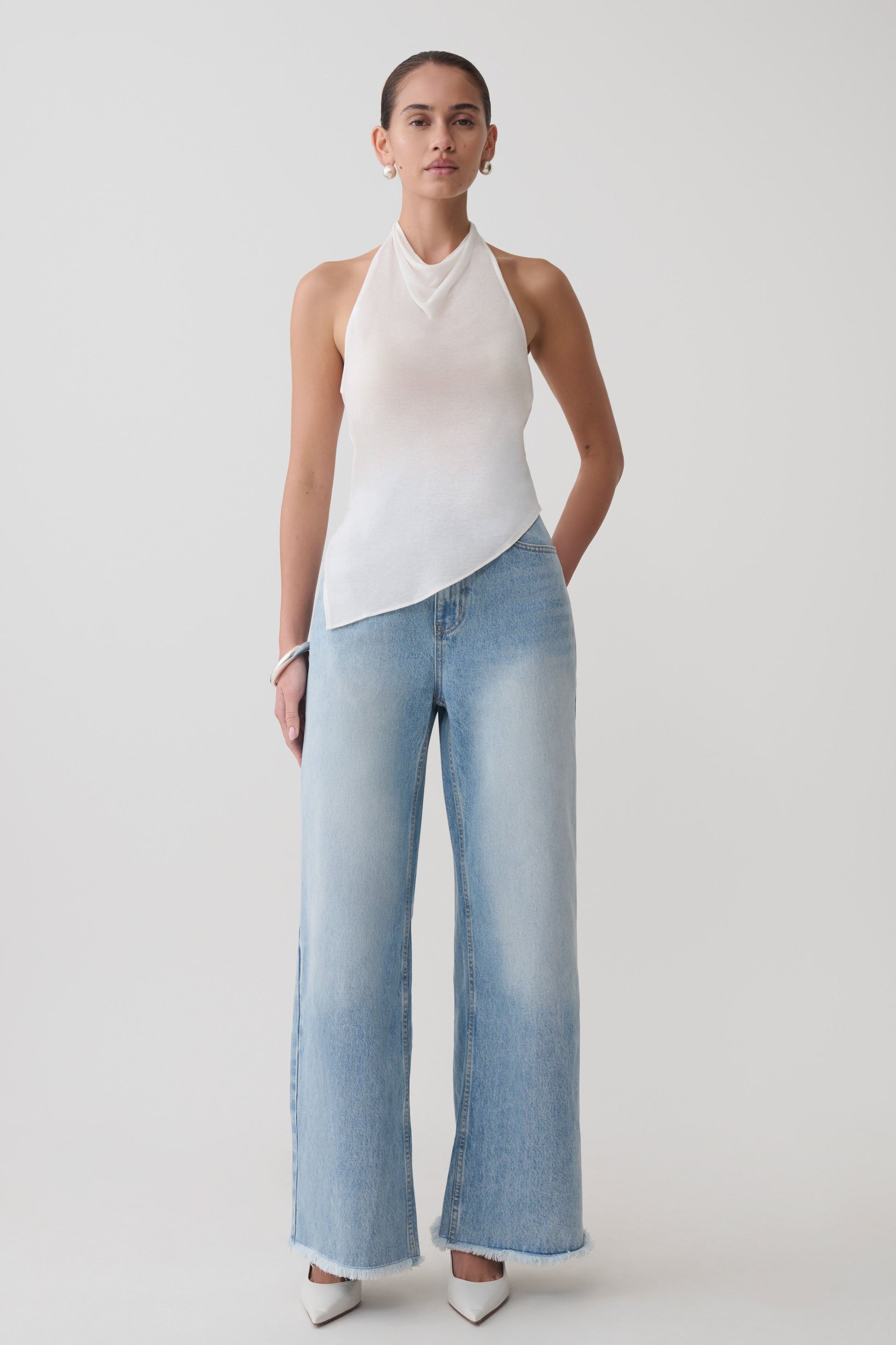 Clea Relaxed Sheer Halter Top - Ivory #4