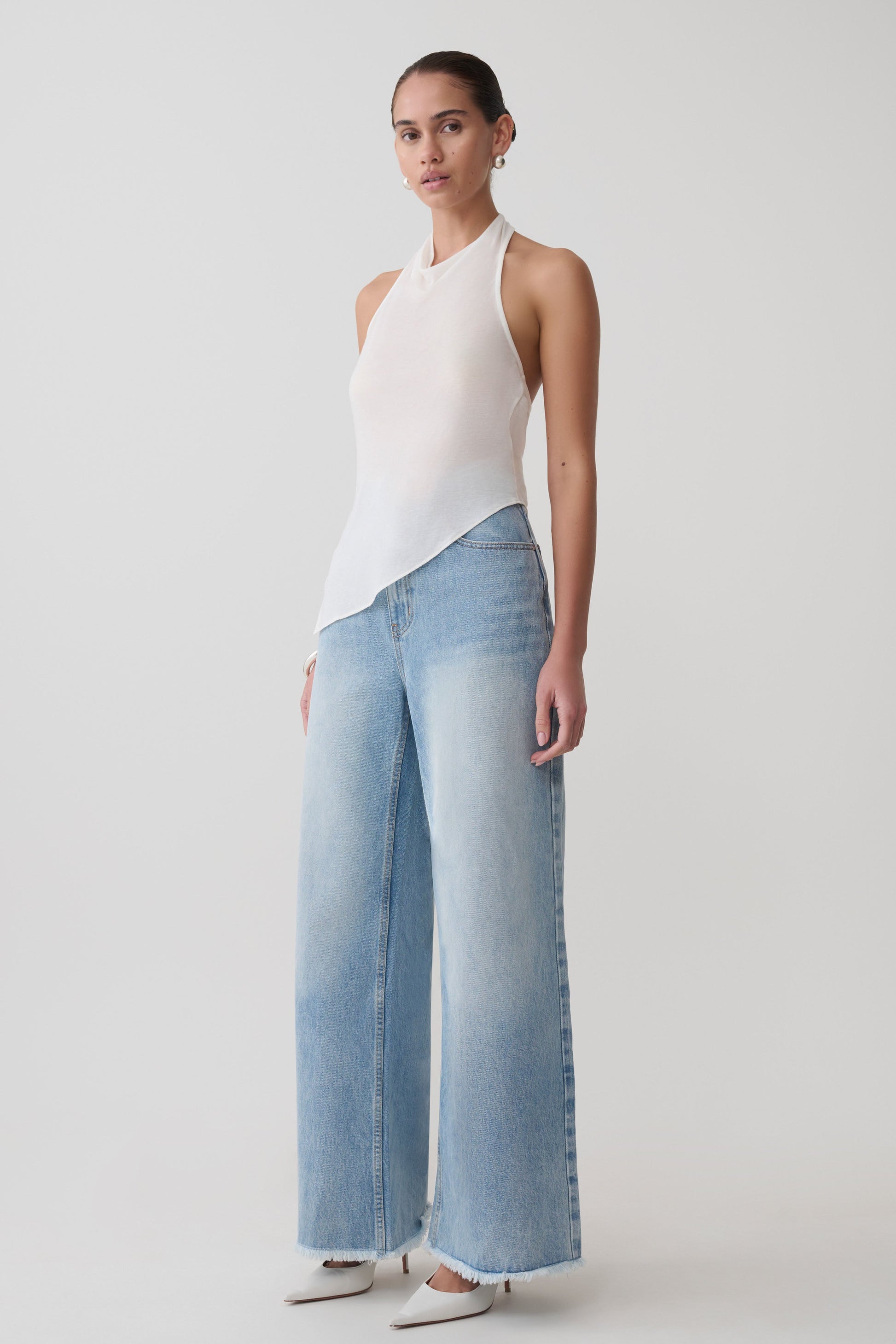 Clea Relaxed Sheer Halter Top - Ivory #5