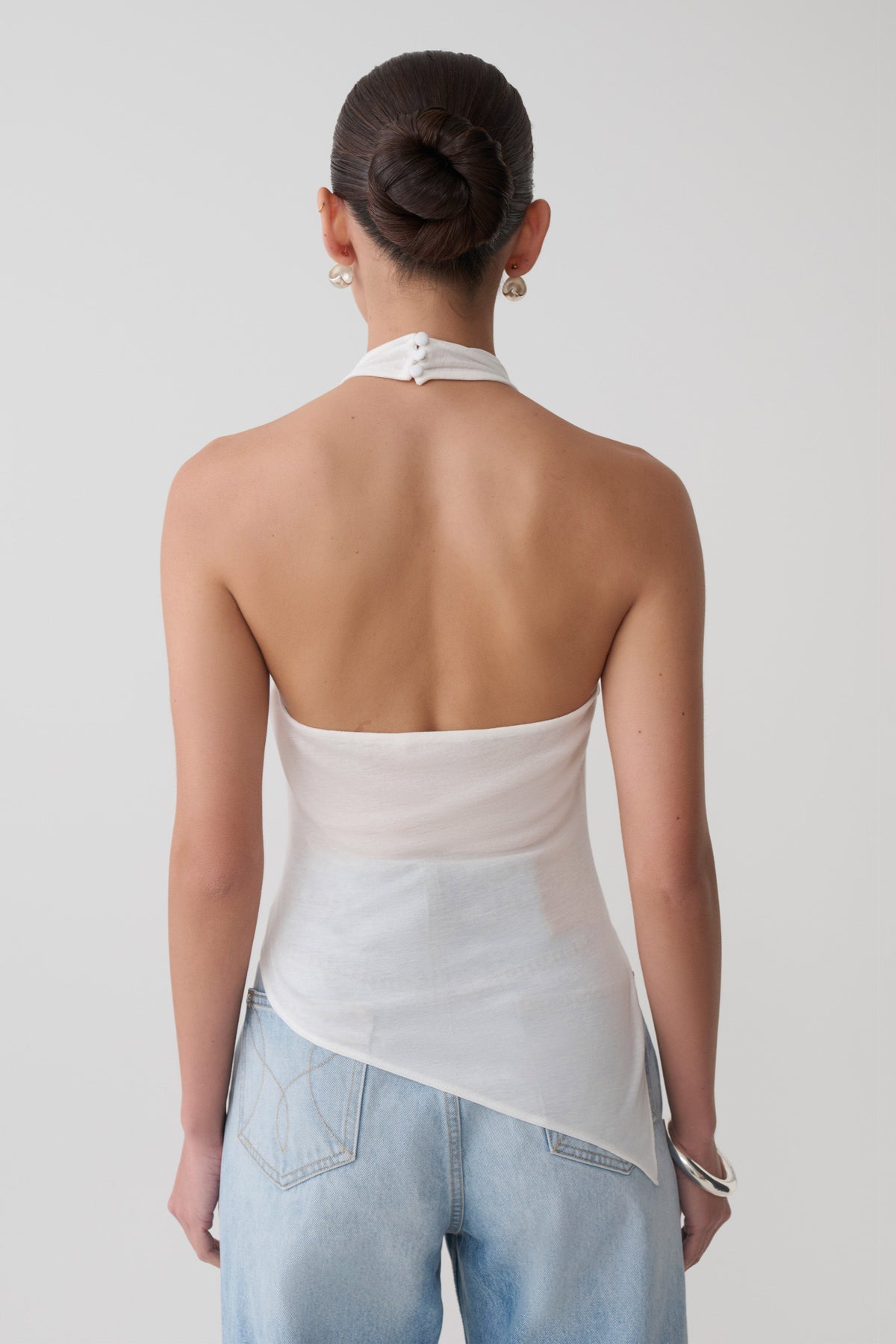 Clea Relaxed Sheer Halter Top - Ivory #2