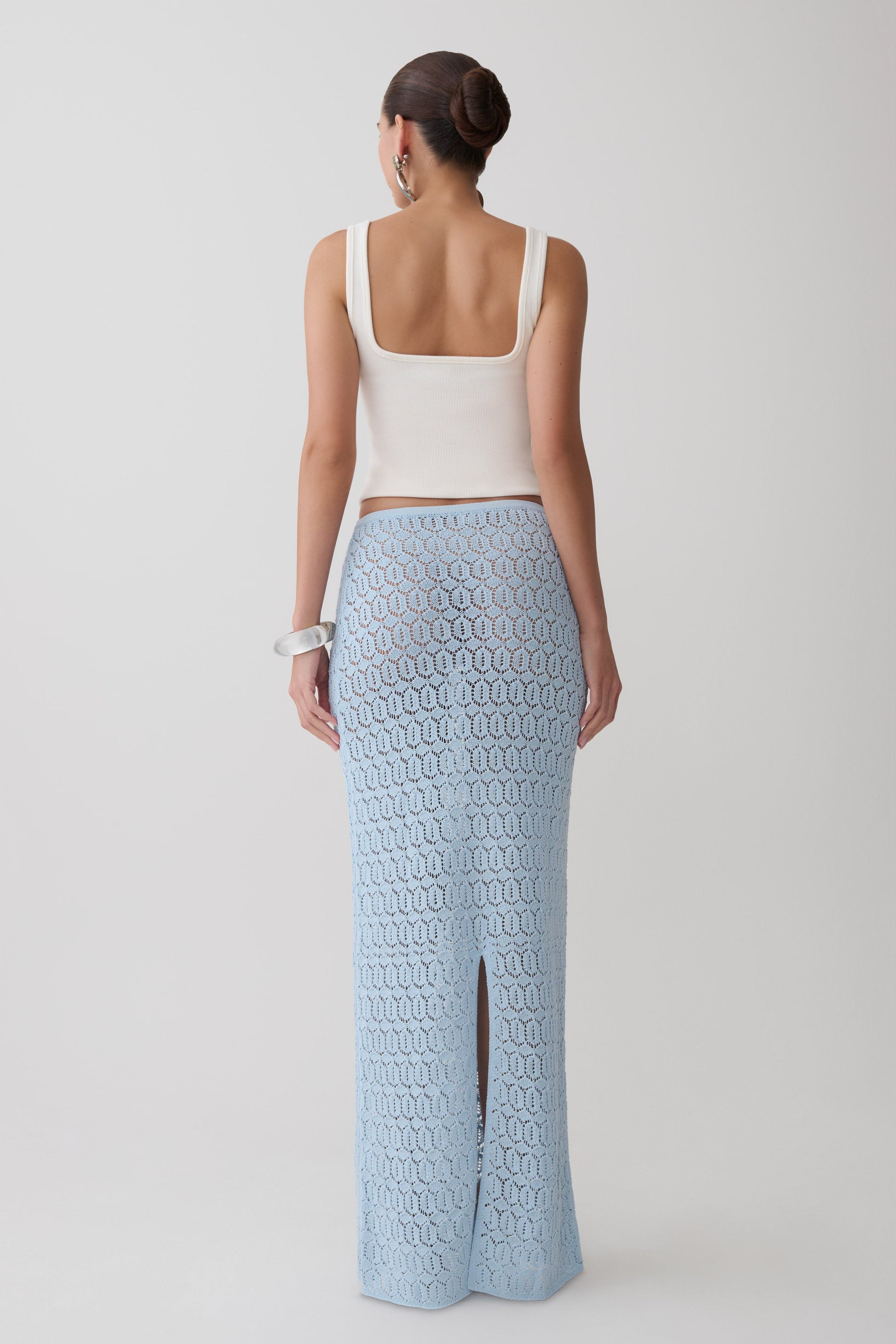 Courtney Crochet Knit Maxi Skirt - Pale Blue #2