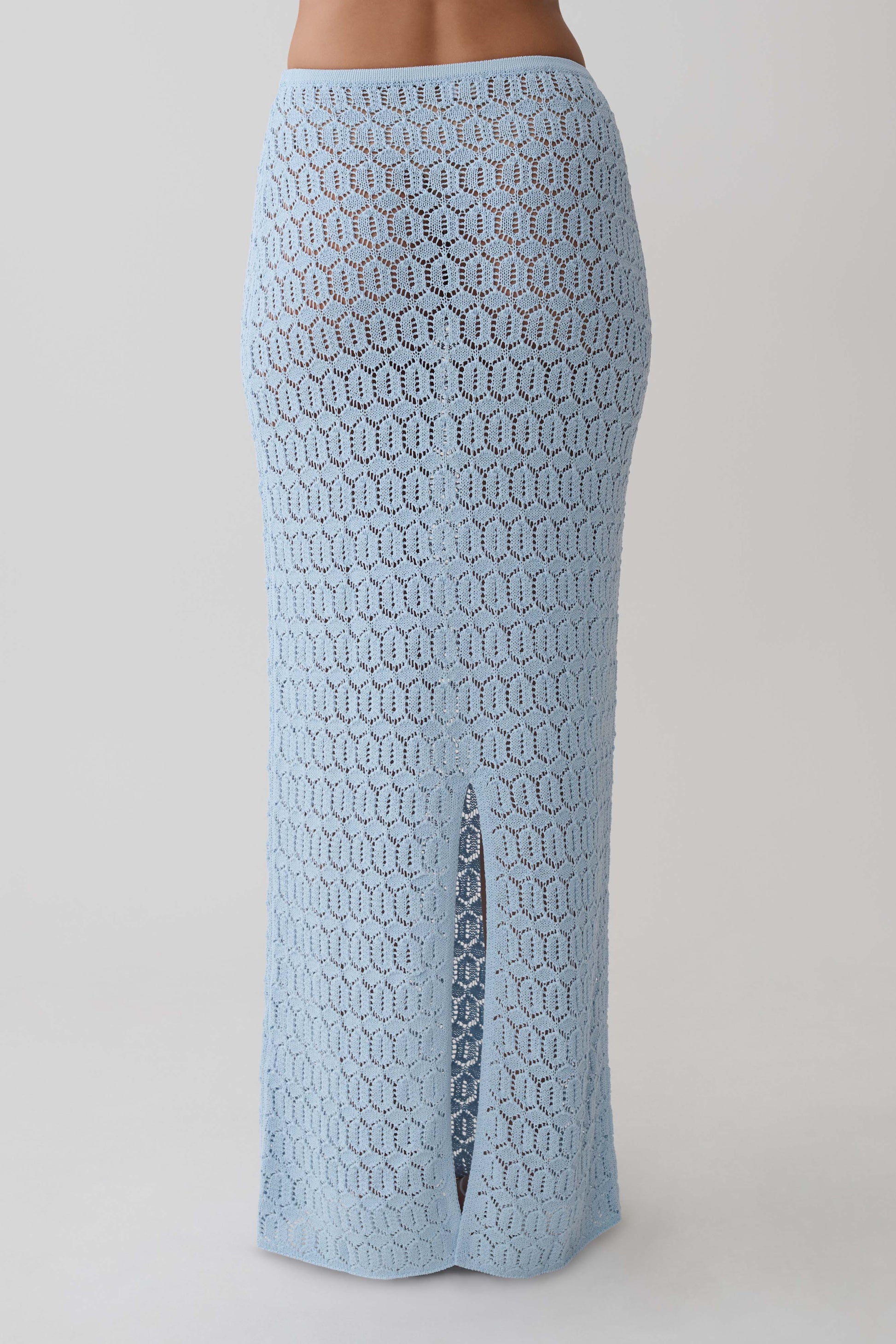 Courtney Crochet Knit Maxi Skirt - Pale Blue #5